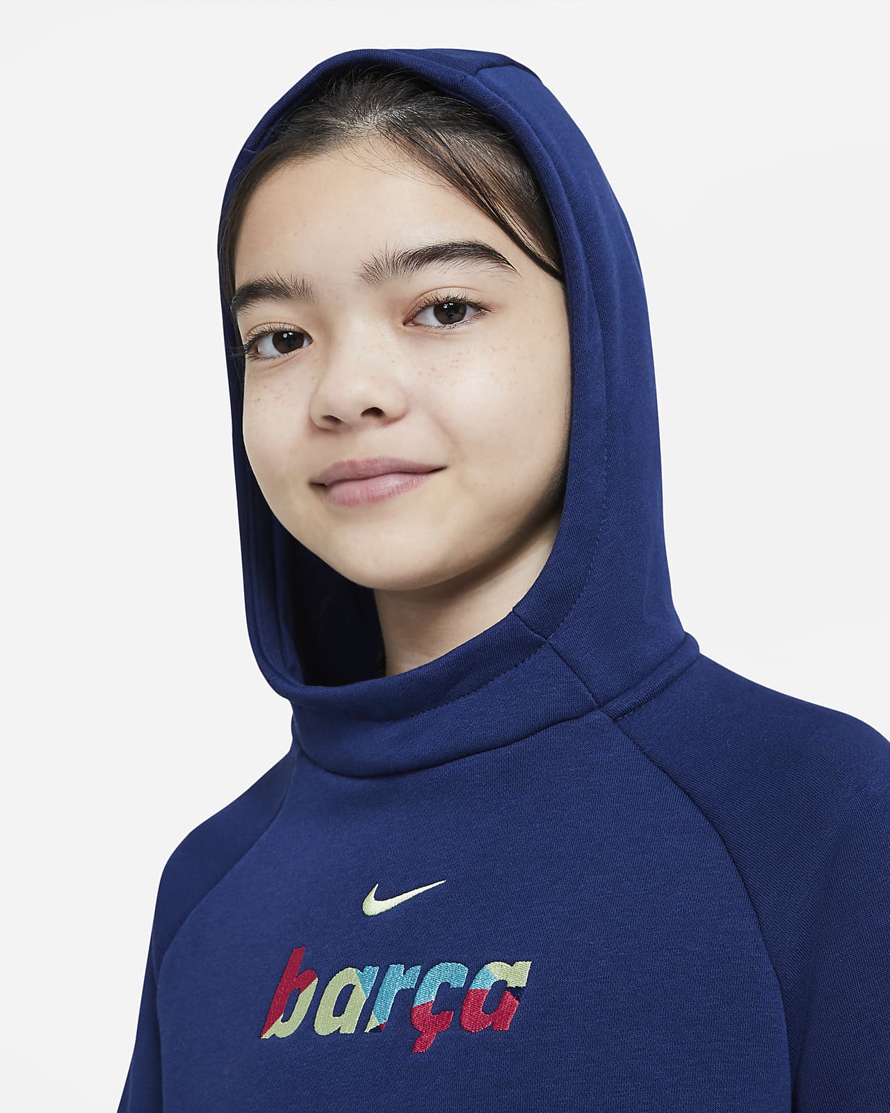 Sudadera de fútbol con capucha y sin cierre de tejido Fleece para niños  talla grande FC Barcelona. Nike.com
