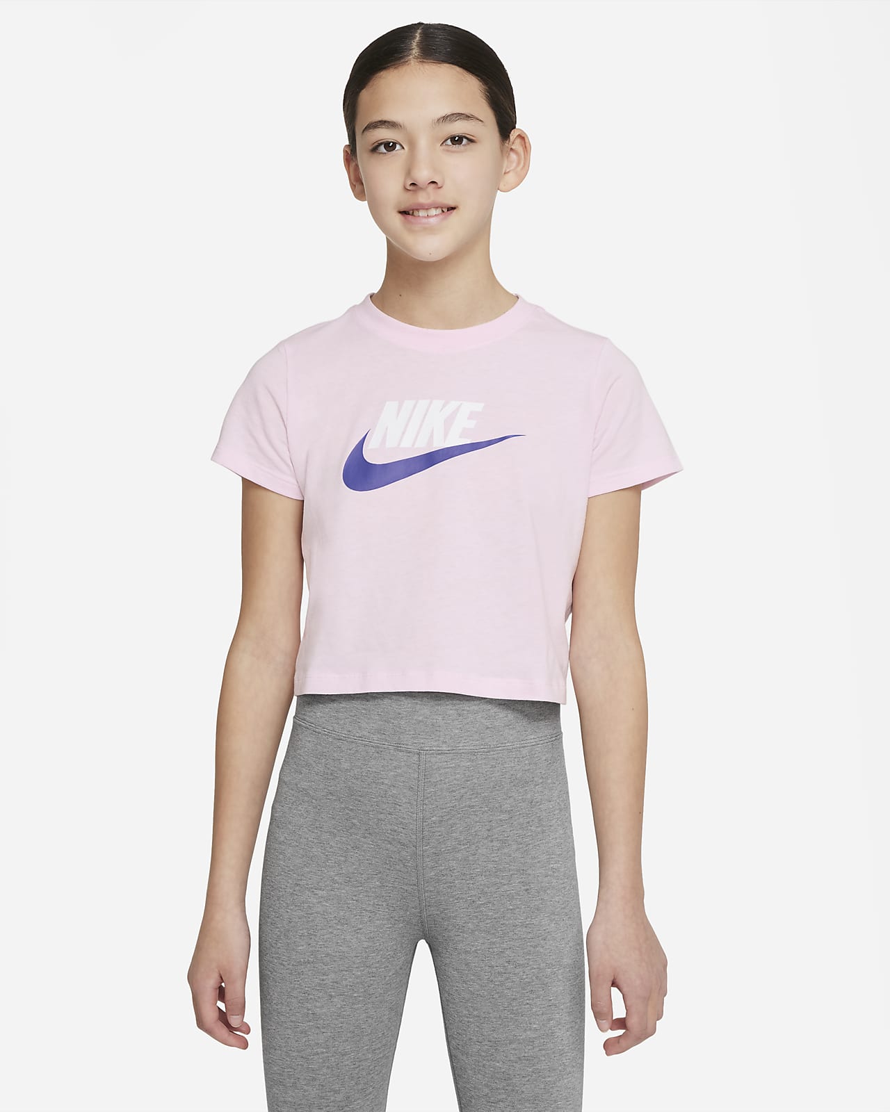 Playera recortada para niña talla grande Nike Sportswear