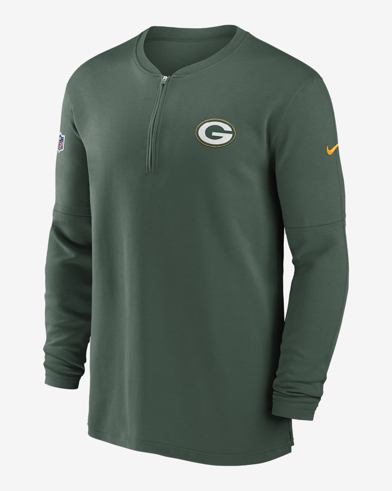 Playera de manga larga Nike Dri-FIT de la NFL de medio cierre para hombre Green Bay Packers Sideline