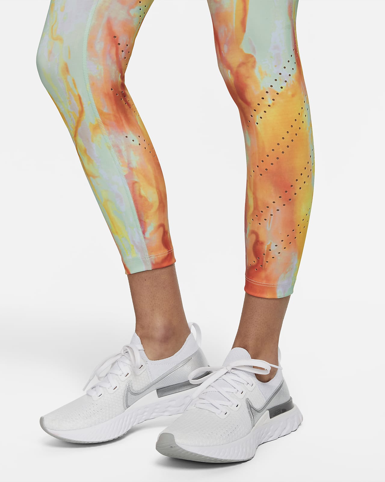 Nike Womens XS Leggings Black Gold Metallic Floral Mid Rise Running BV5769