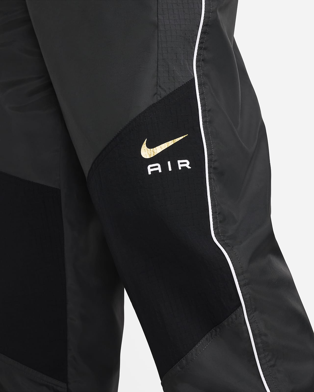 Nike Men's Run Stripe Woven Pant, Black/Reflective Silver, Medium