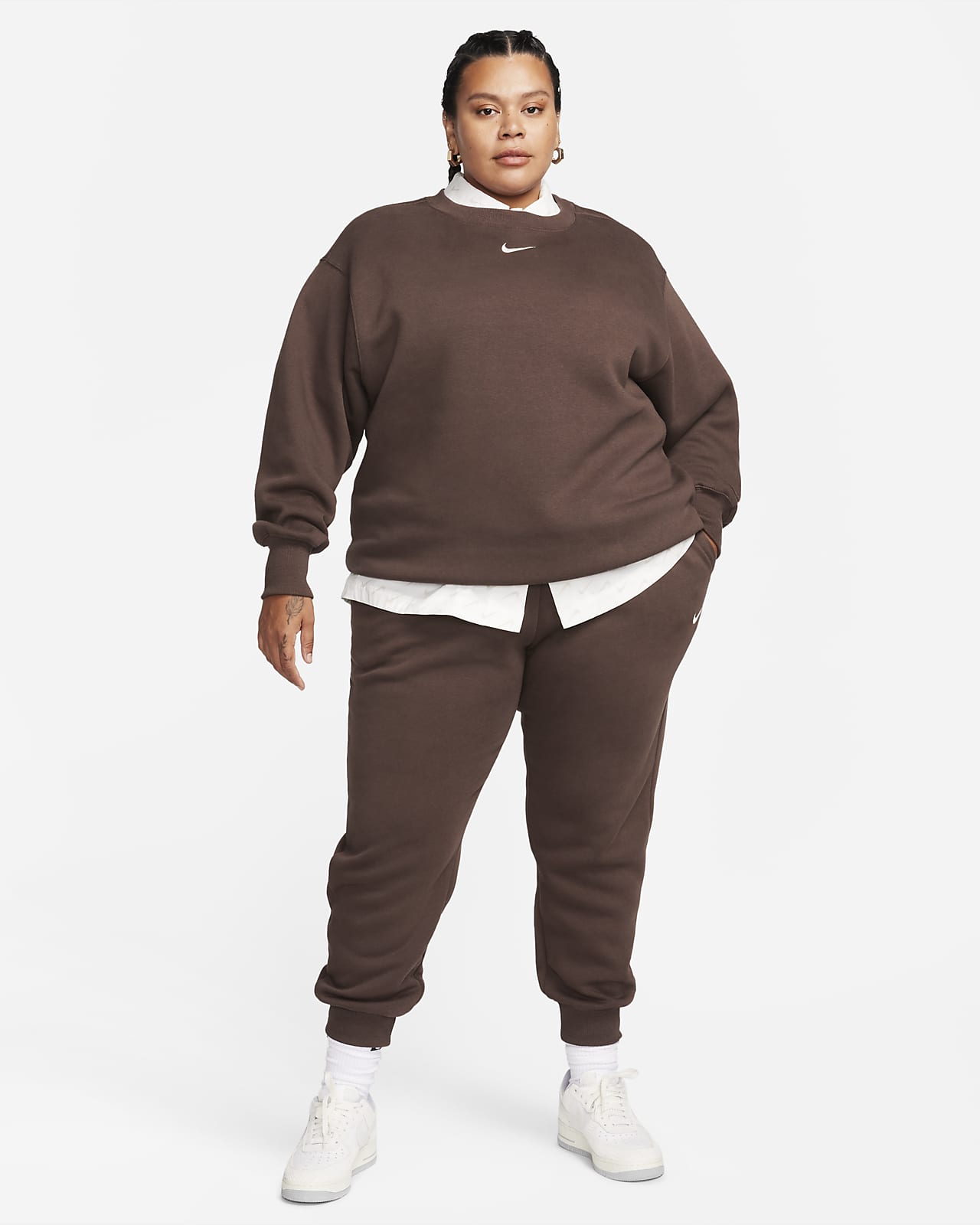 Sudadera Nike Sportswear Club Fleece con cuello redondo para mujer (talla  grande).