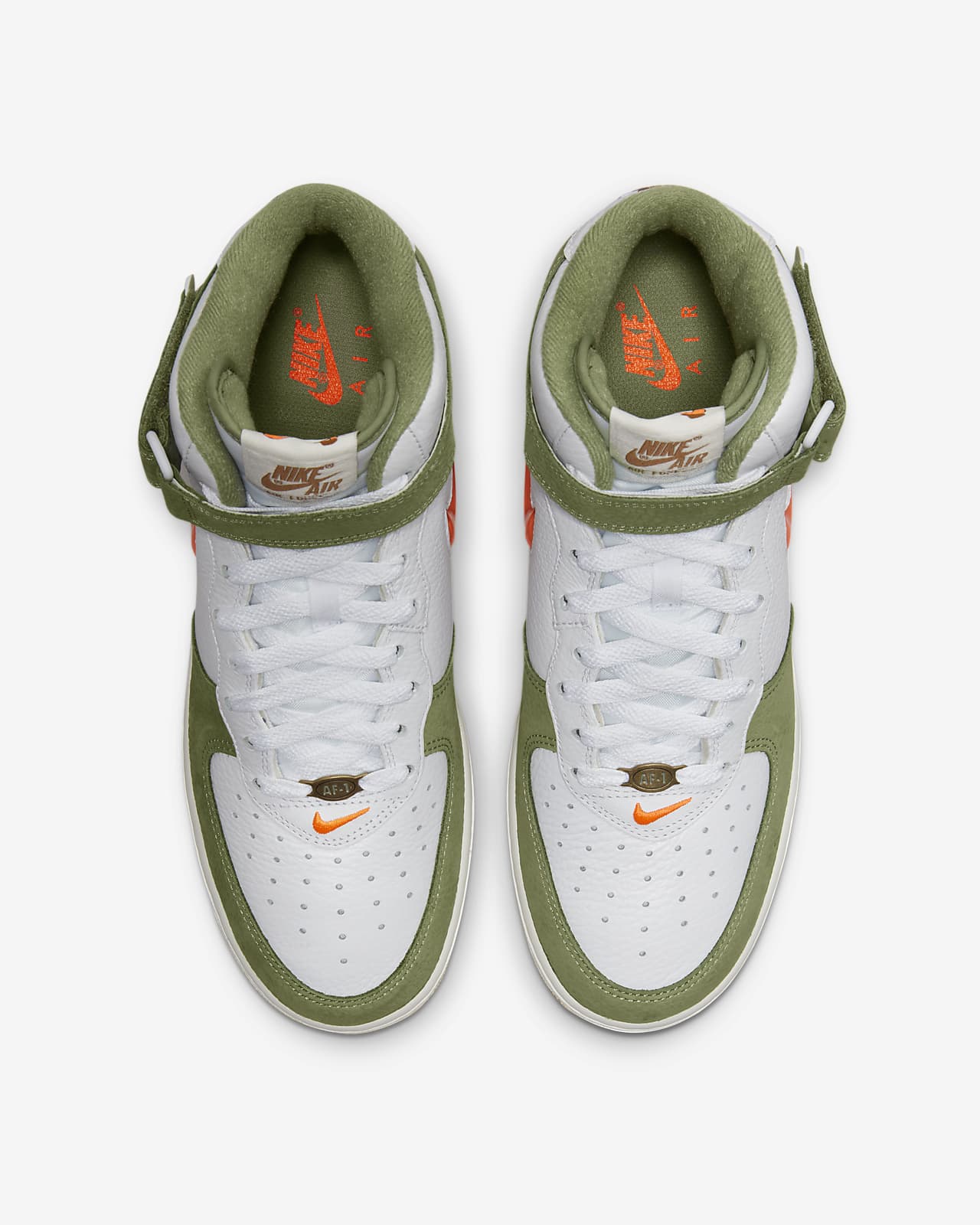 Nike Air Force 1 Mid QS 10.5 / White/Total Orange-Oil Green