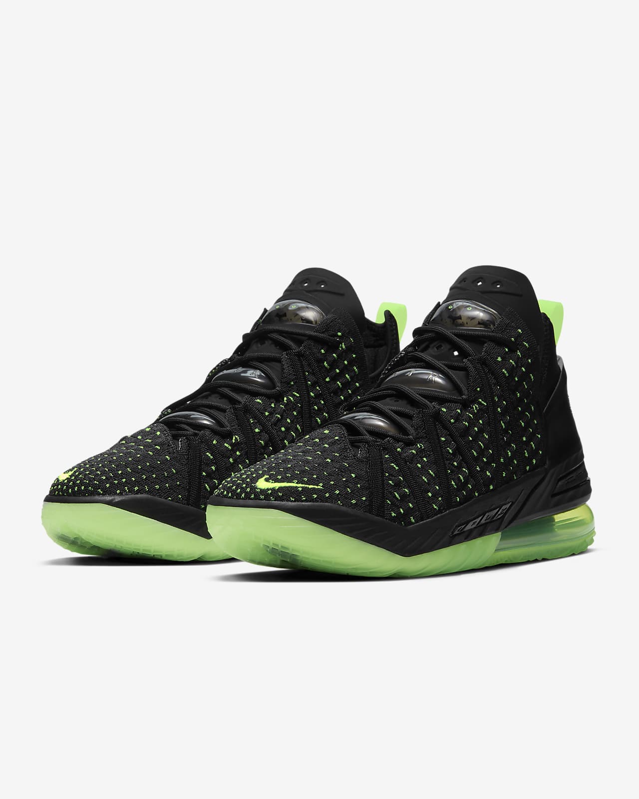 Lebron 18 Black Electric Green Basketballschuh Nike Be