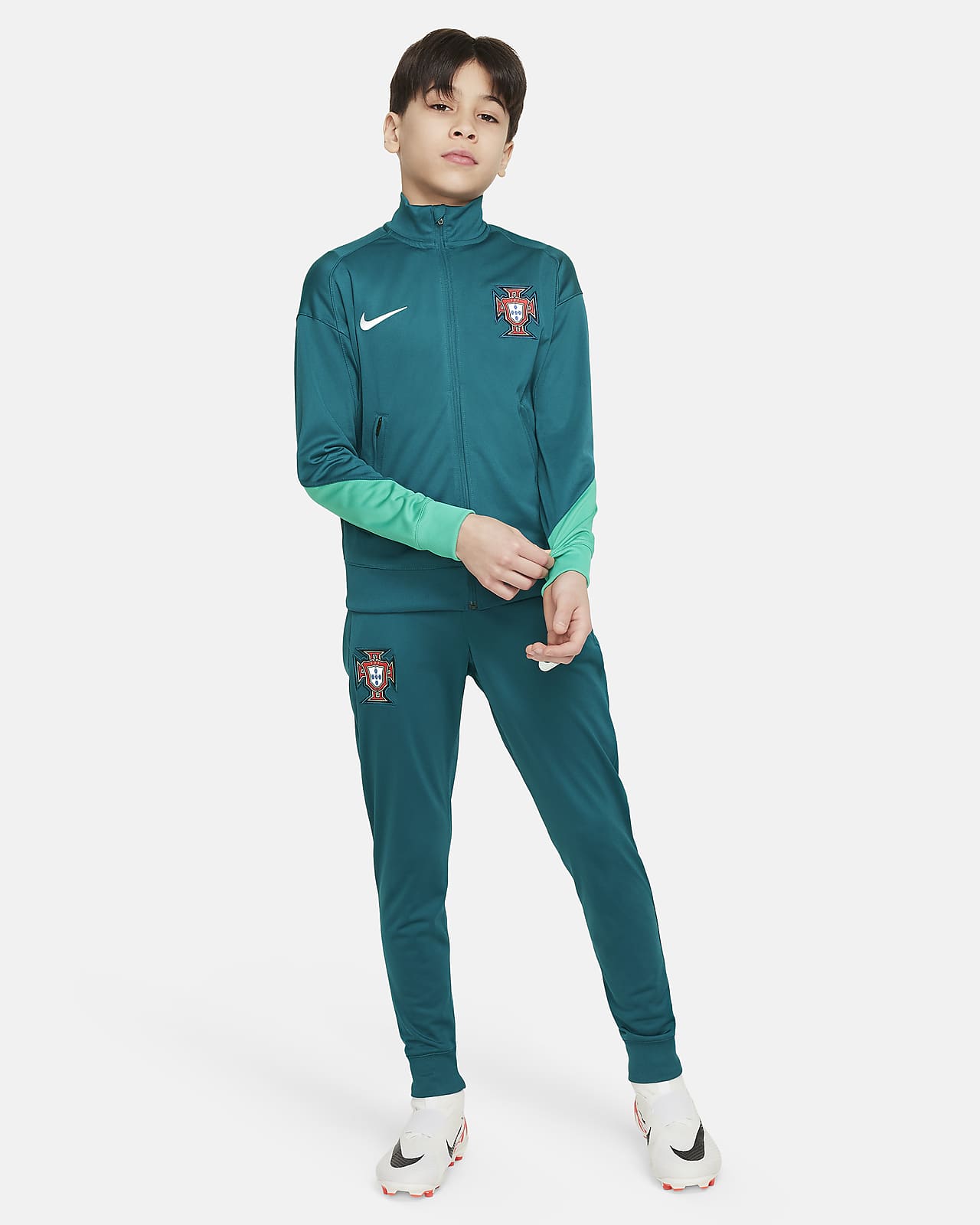 Pleteninové fotbalová tepláková souprava Nike Dri-FIT Portugalsko Strike pro větší děti