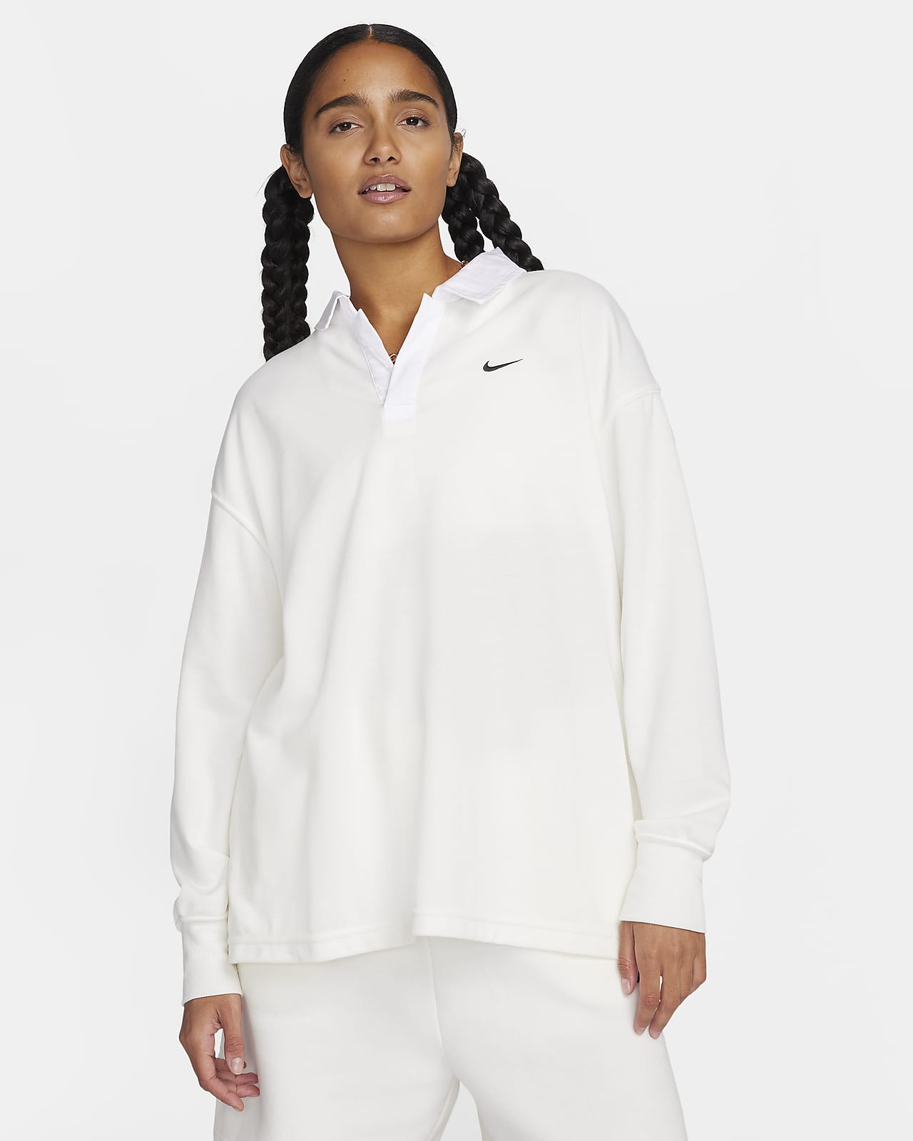 Nike Sportswear Essential oversized polo met lange mouwen voor dames. Nike  NL
