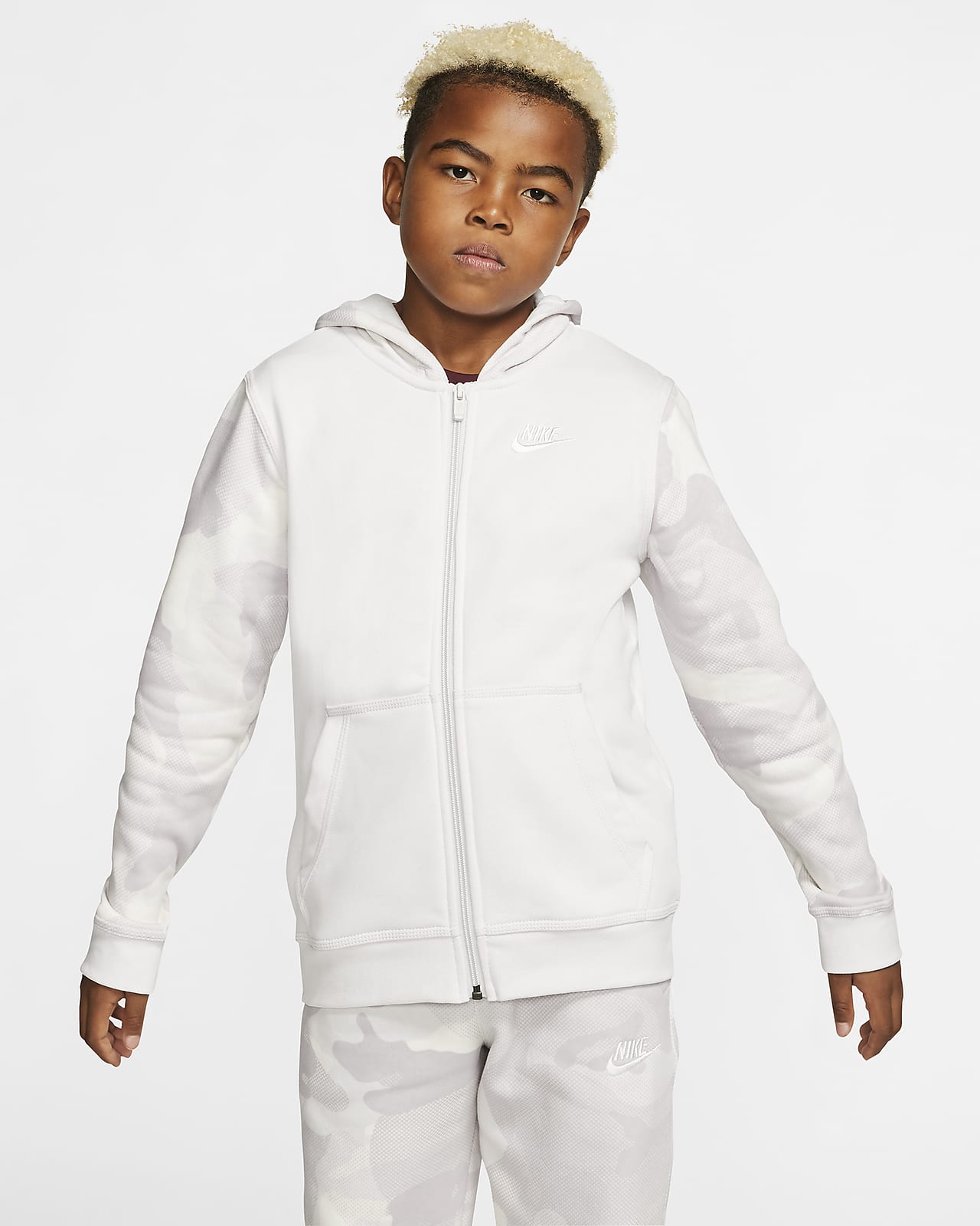 white nike hoodie full zip