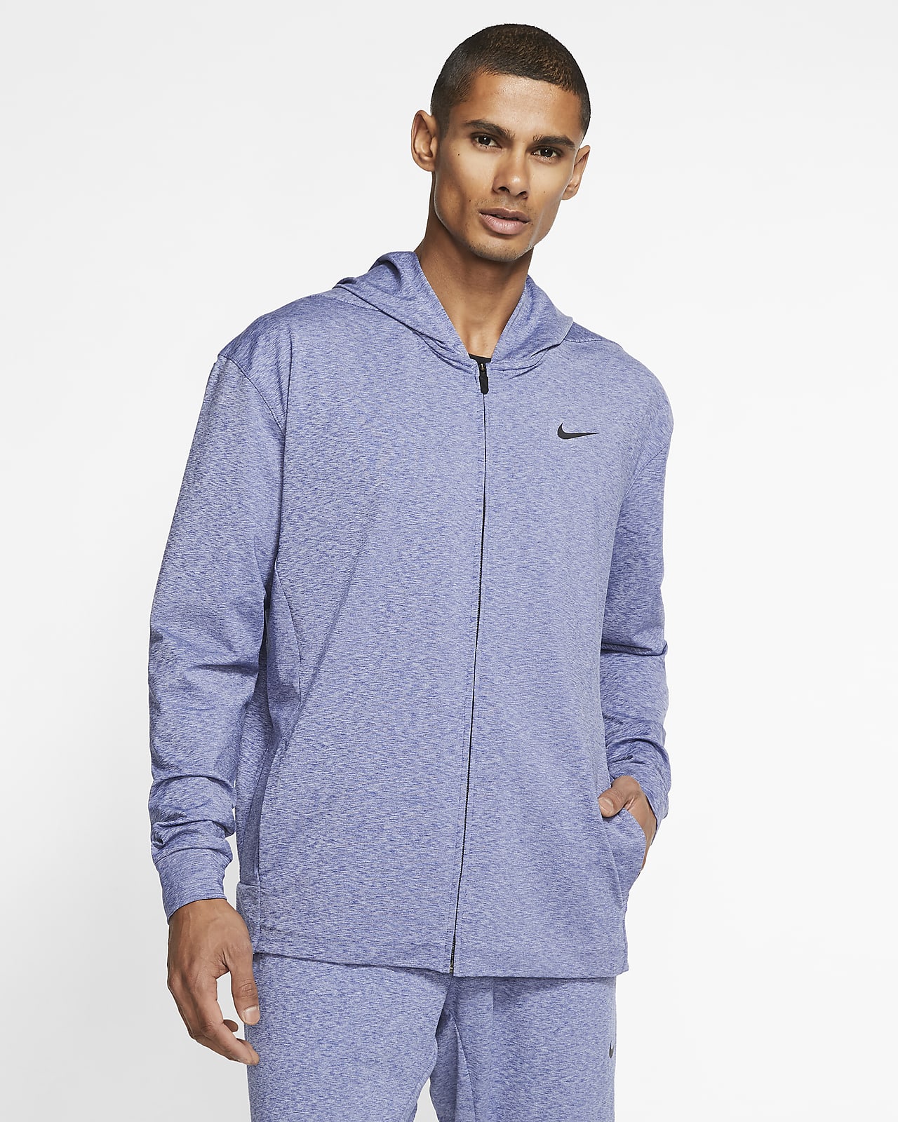 Nike Dri FIT Yoga Trainings Hoodie mit durchgehendem Nike Dri FIT Hoodie mit durchgehendem Reißverschluss für