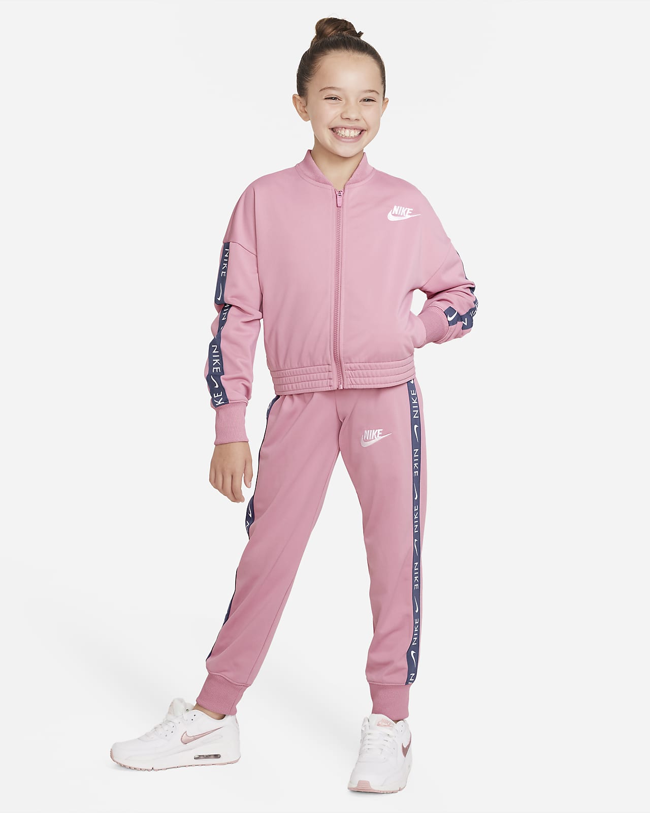 nike pink and white tracksuit
