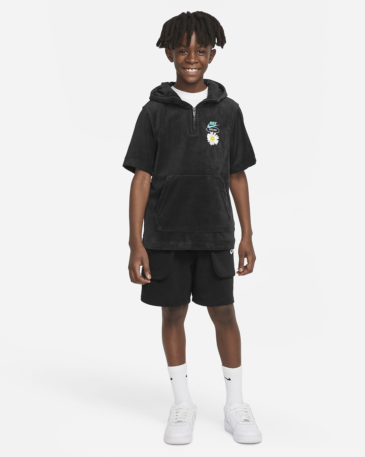 Felpa con cappuccio a manica corta Nike Sportswear - Ragazzo. Nike CH