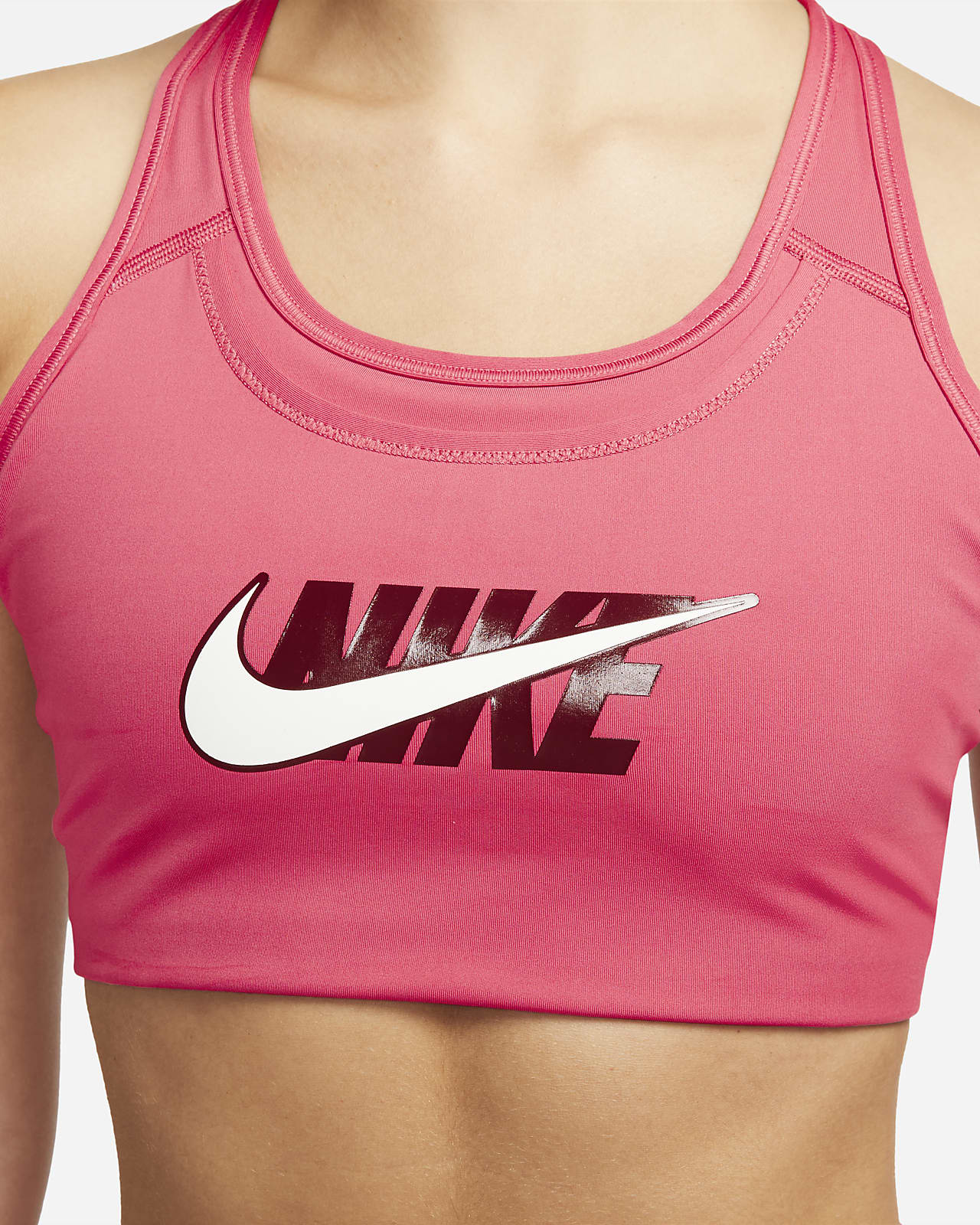 Bra deportivo con gráfico sin almohadilla de media sujeción para mujer Nike  Dri-FIT Swoosh Icon Clash. Nike.com