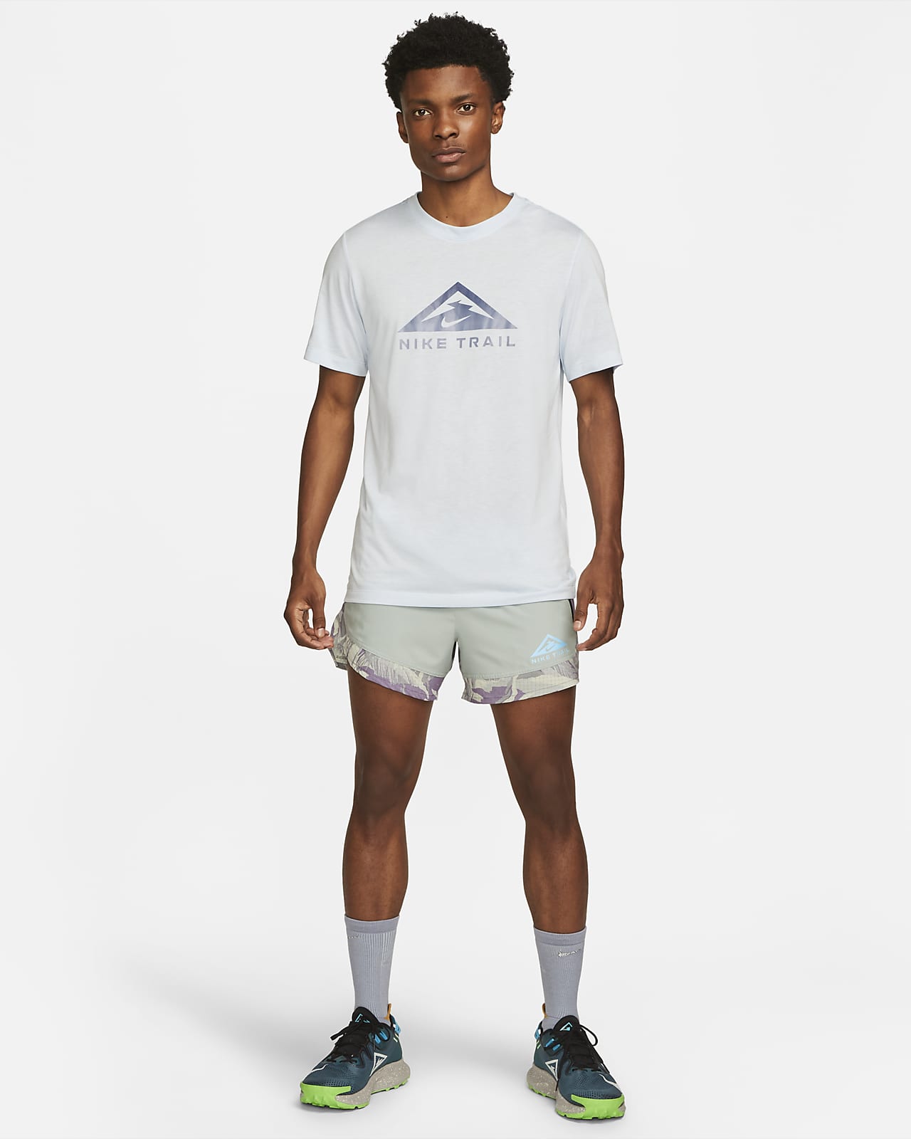 Nike Dri Fit Trail Short Sleeve T-shirt Blue XL
