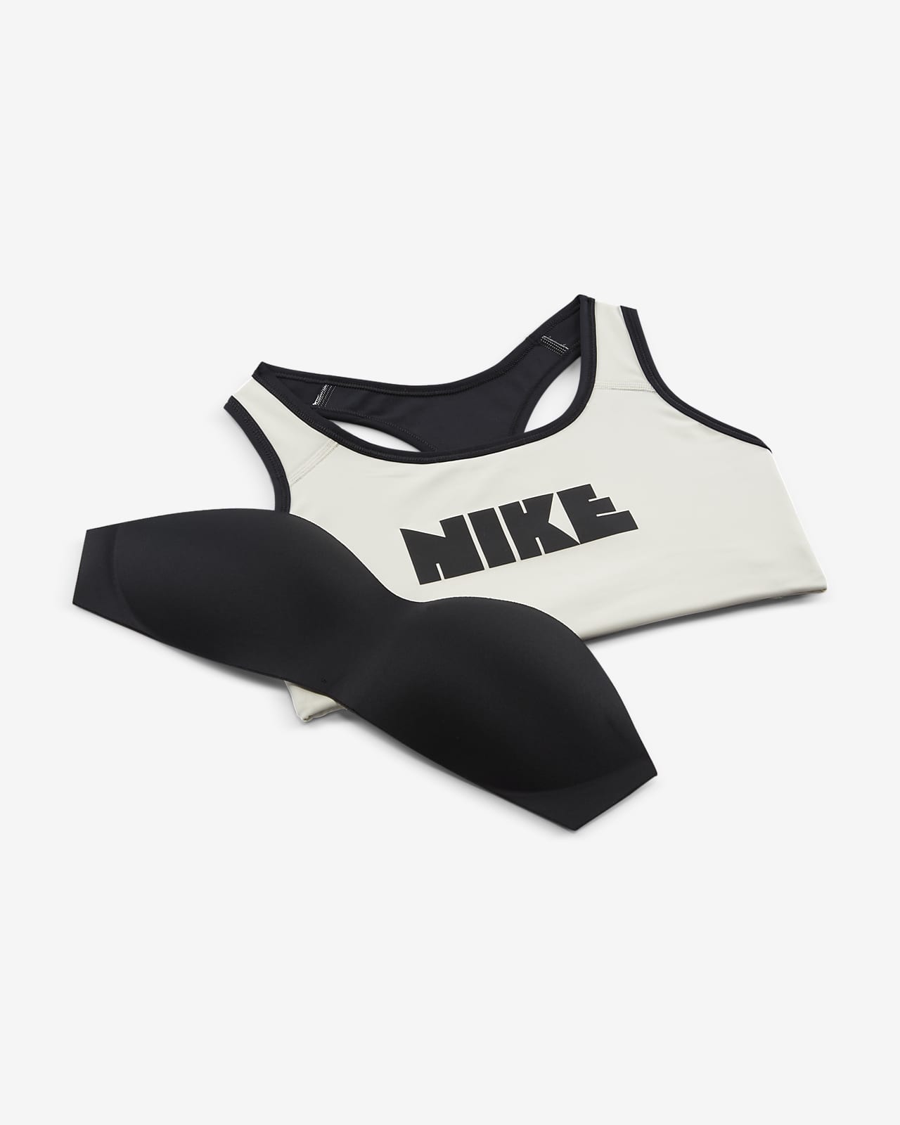 Nike Women's Dri-FIT Swoosh Medium Support 1 Piece Pad Sports Bra (White/Black)