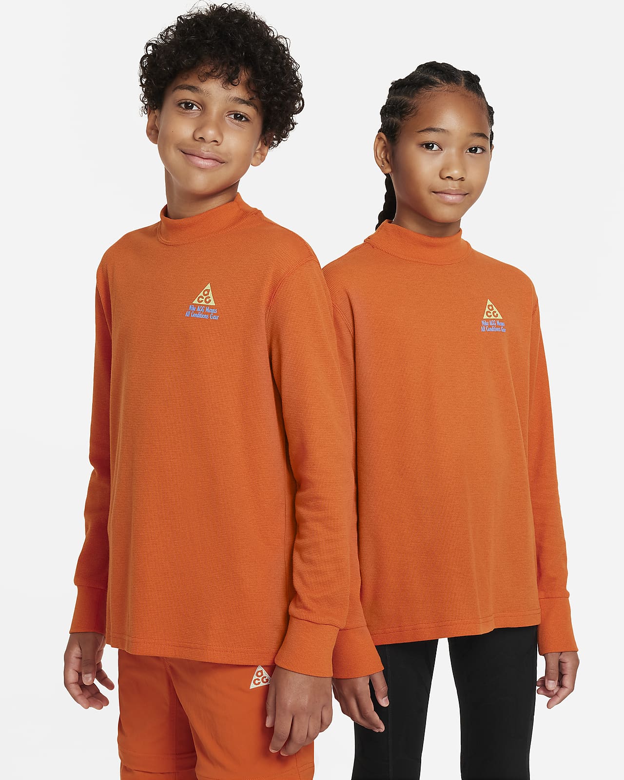 Luźna koszulka z długim rękawem dla dużych dzieci z tkaniny waflowej Nike ACG