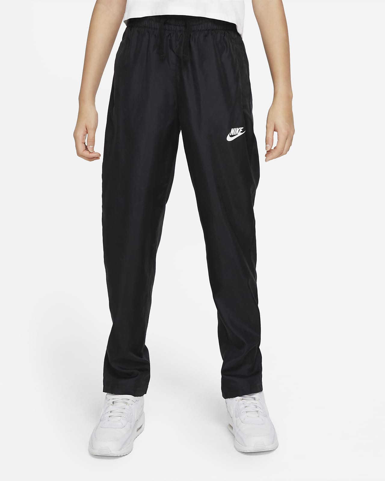 nike woven tracksuit black and white
