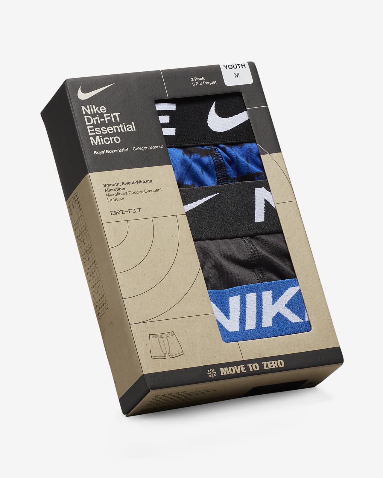 Nike Printed Essentials Big Kids' Dri-FIT Boxer Briefs.