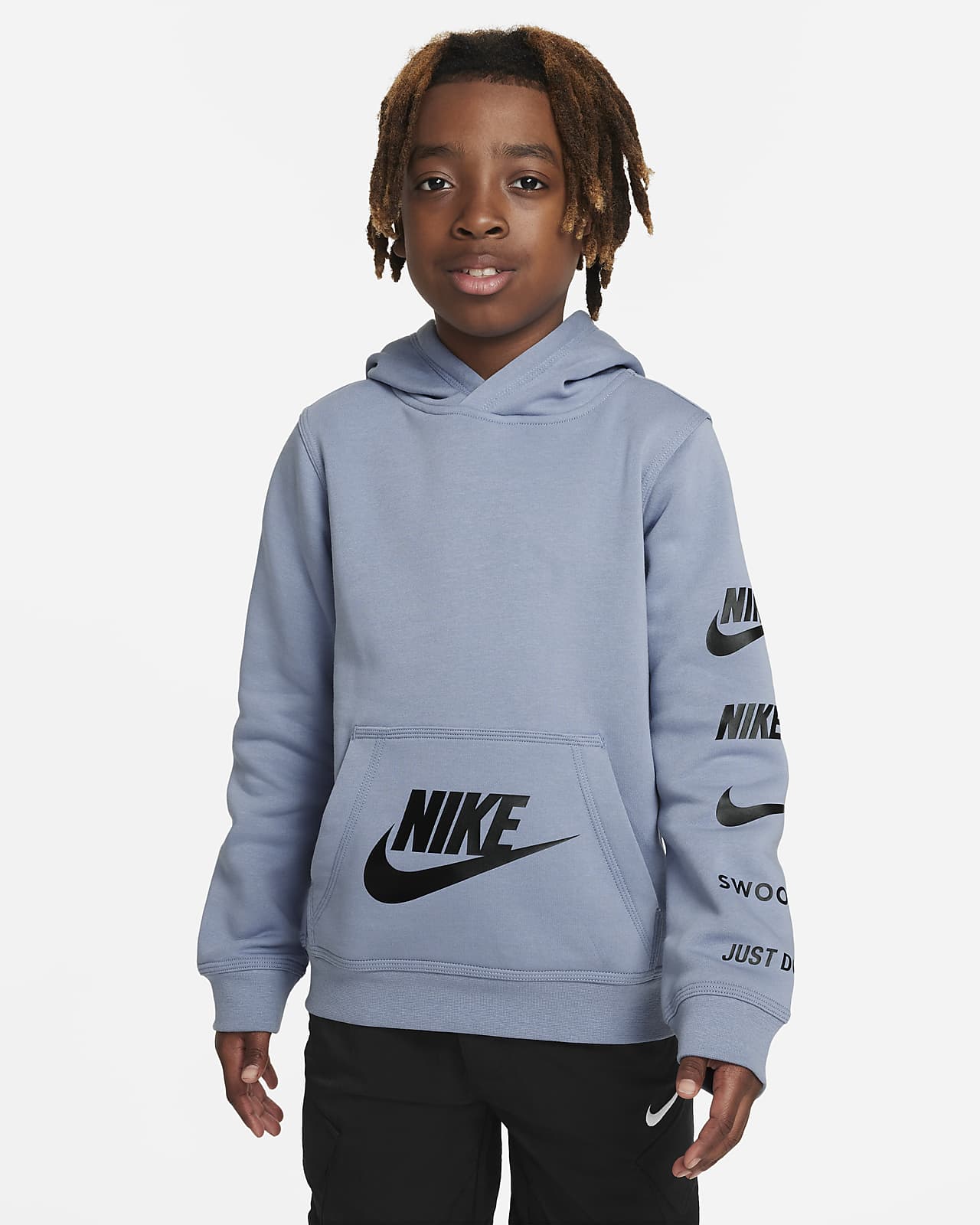 Nike Sportswear Standard Issue-pullover-hættetrøjen i fleece til store børn. DK