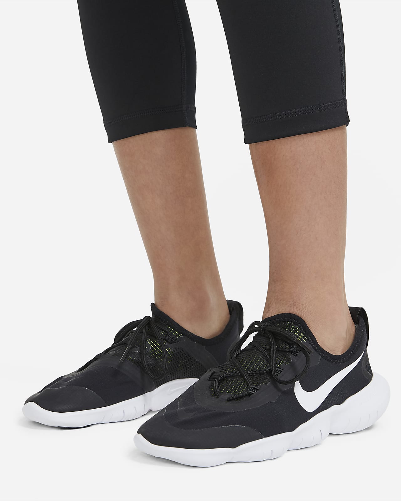 Nike Pro Dri-Fit Capri Leggings Black & White Coral - Depop