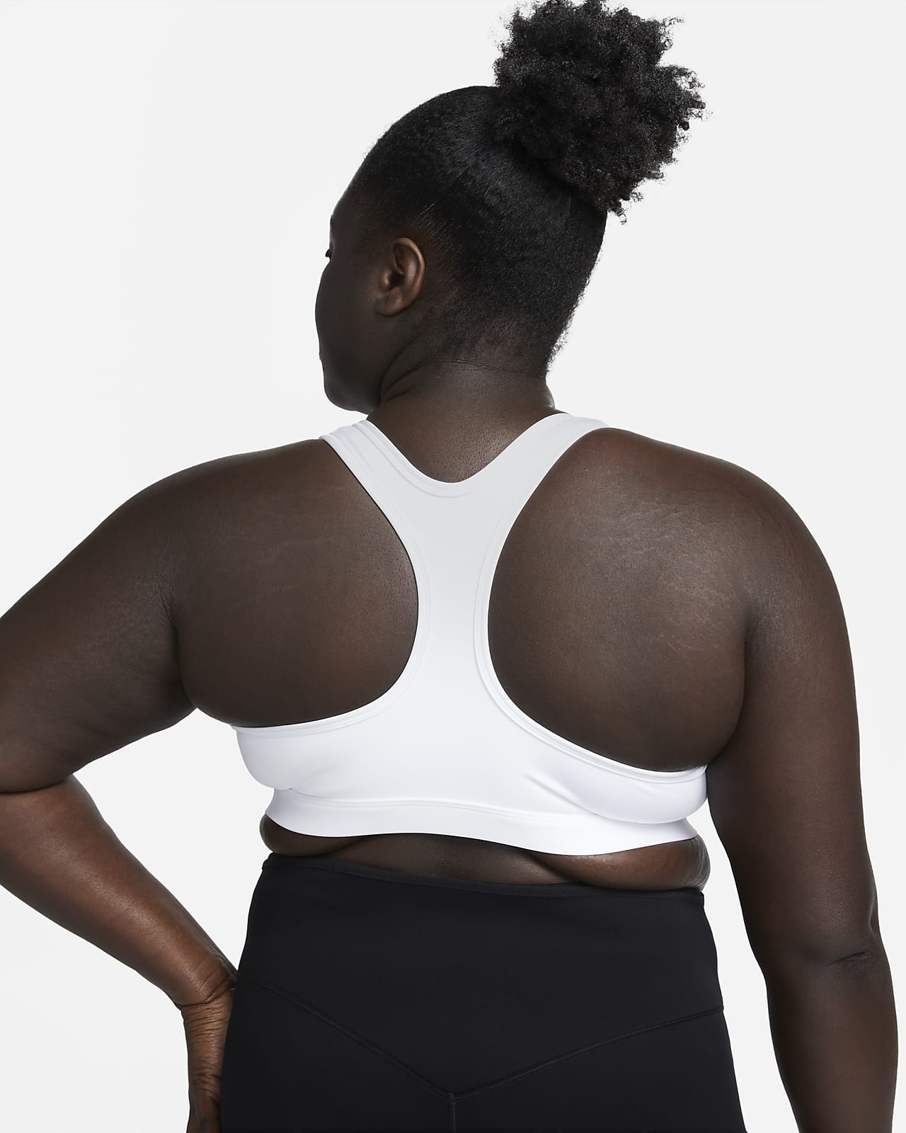 Nike Swoosh Bra (Sizes 1X-3X) White/Black 3X at  Women's Clothing  store
