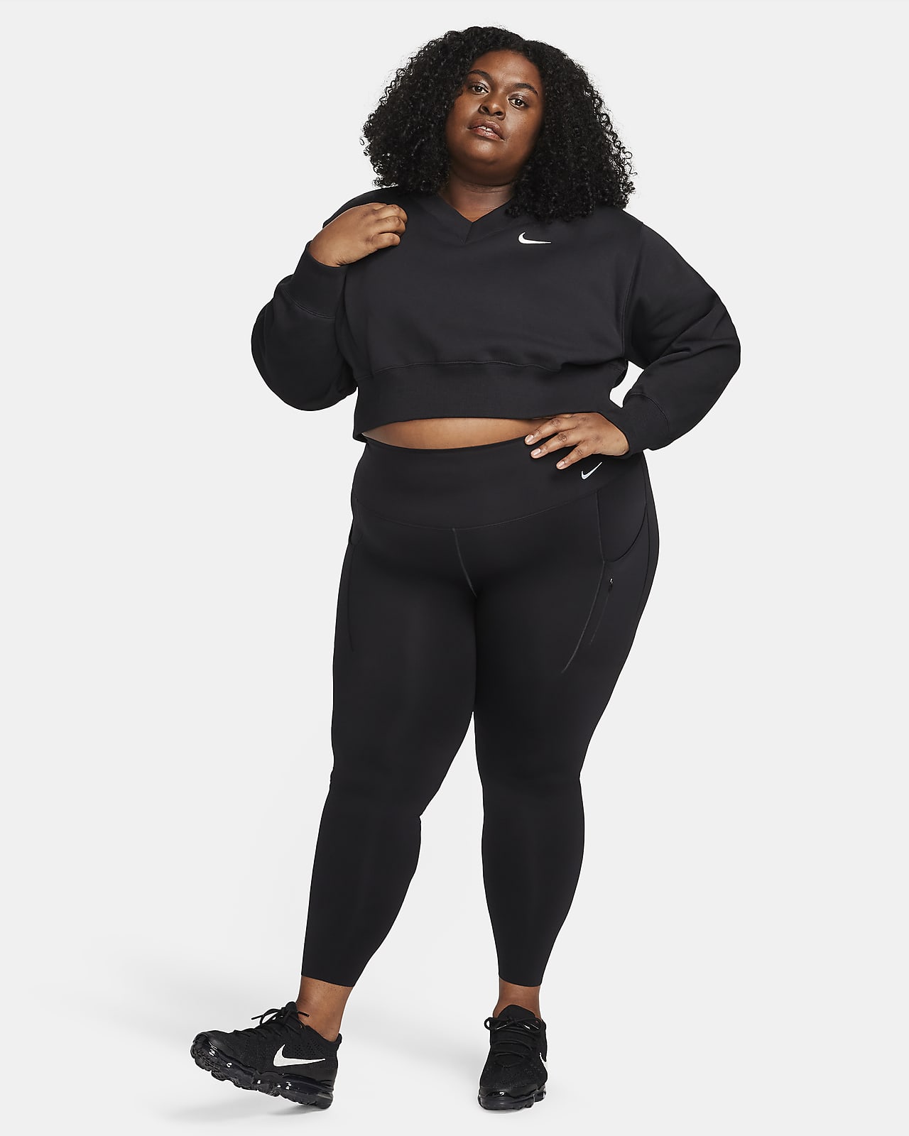 Nike Sportswear Phoenix Fleece Women's Oversized Cropped V-Neck Top (Plus  Size).