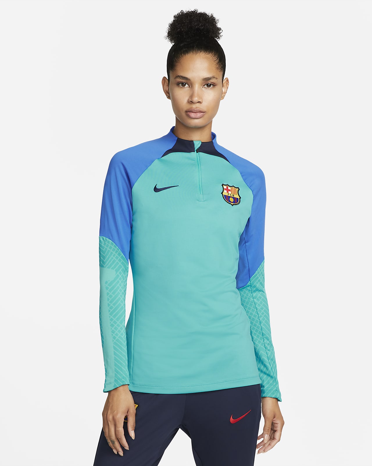 Nike 2022-23 FC Barcelona Women's Strike Drill Top - Aqua-Signal Blue