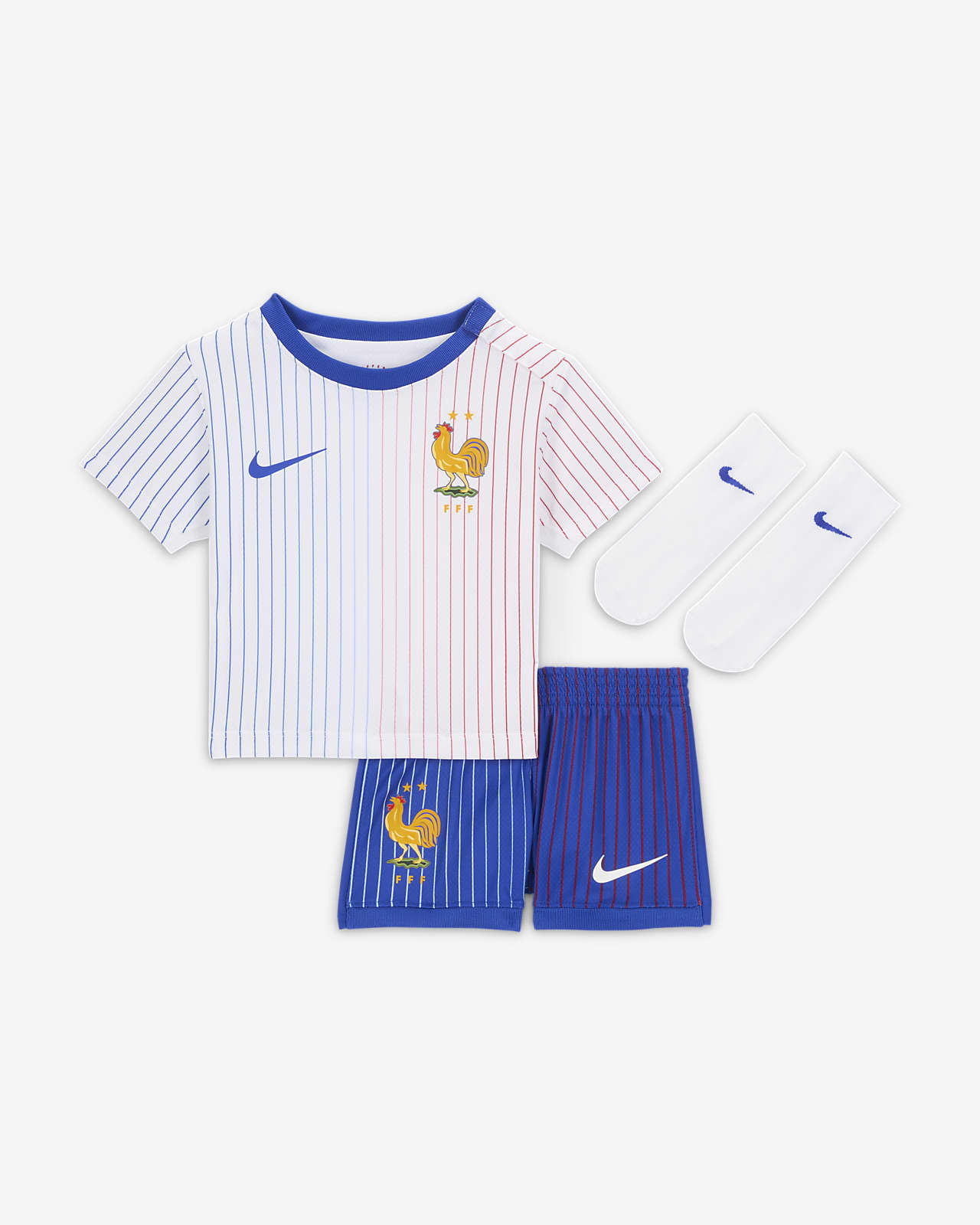 Trzyczęściowy strój piłkarski dla niemowląt i maluchów Nike FFF Stadium 2024 (wersja wyjazdowa) – replika