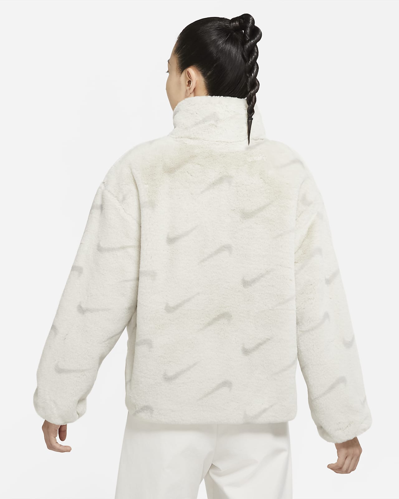 Printed faux fur jacket