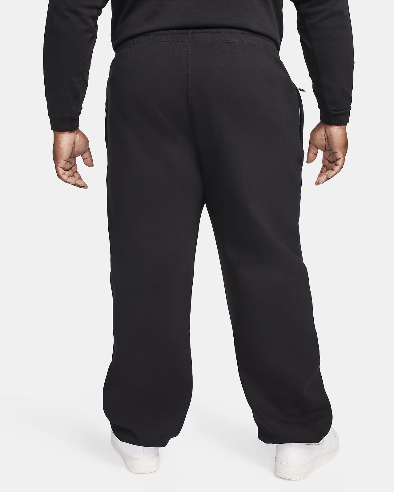 Jogger Pants Nike Solo Swoosh Men's Open-Hem Brushed-Back Fleece Pants  Black/ White