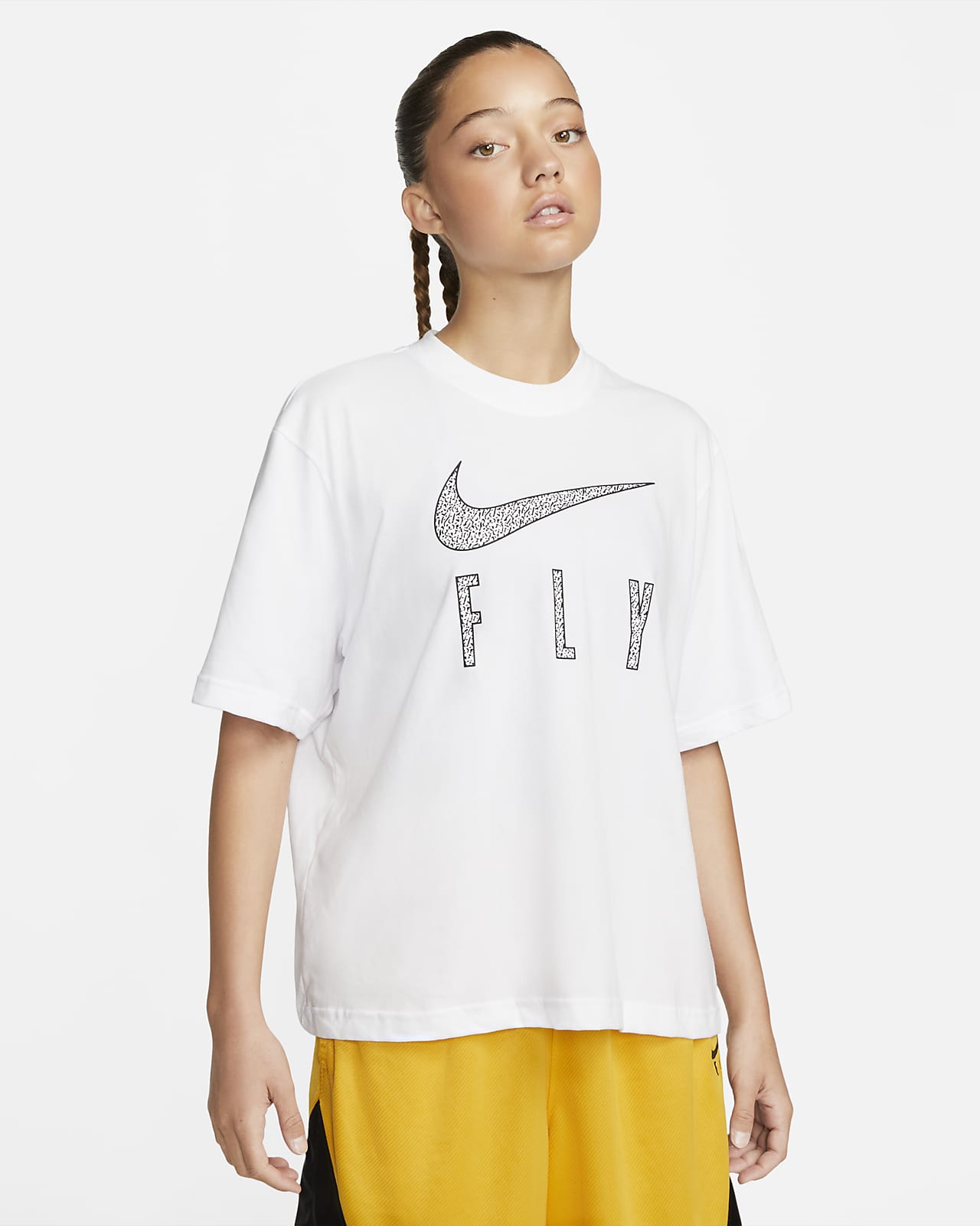 Nike Dri-FIT Swoosh Fly T-skjorte med firkantet passform til dame
