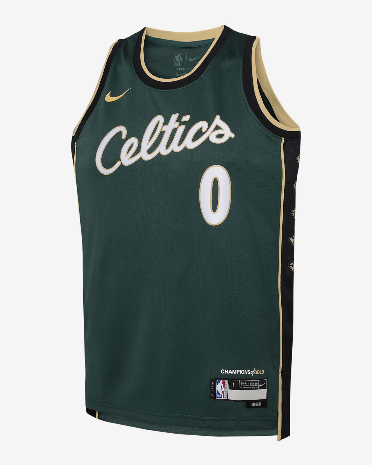 Jayson Tatum Boston Celtics City Edition-Nike Dri-FIT NBA Swingman-trøje til større børn