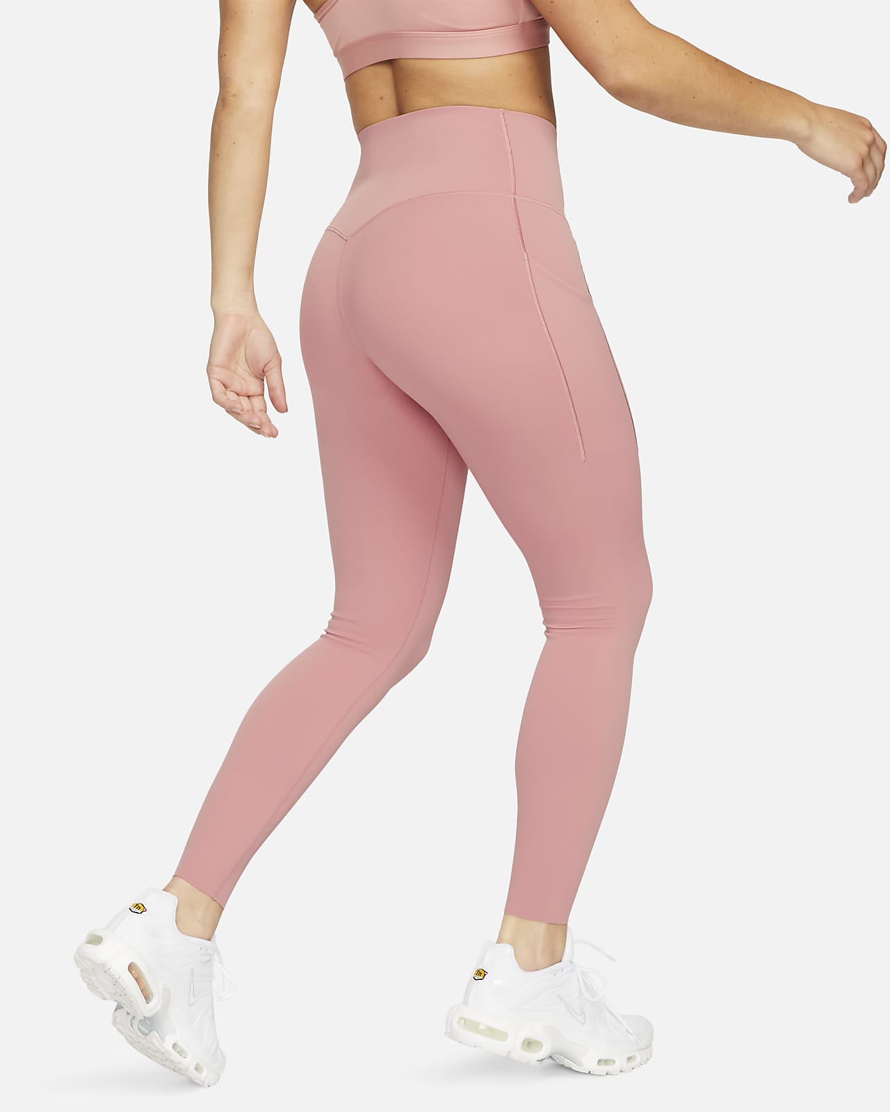 katy baby pink ribbed high waist leggings