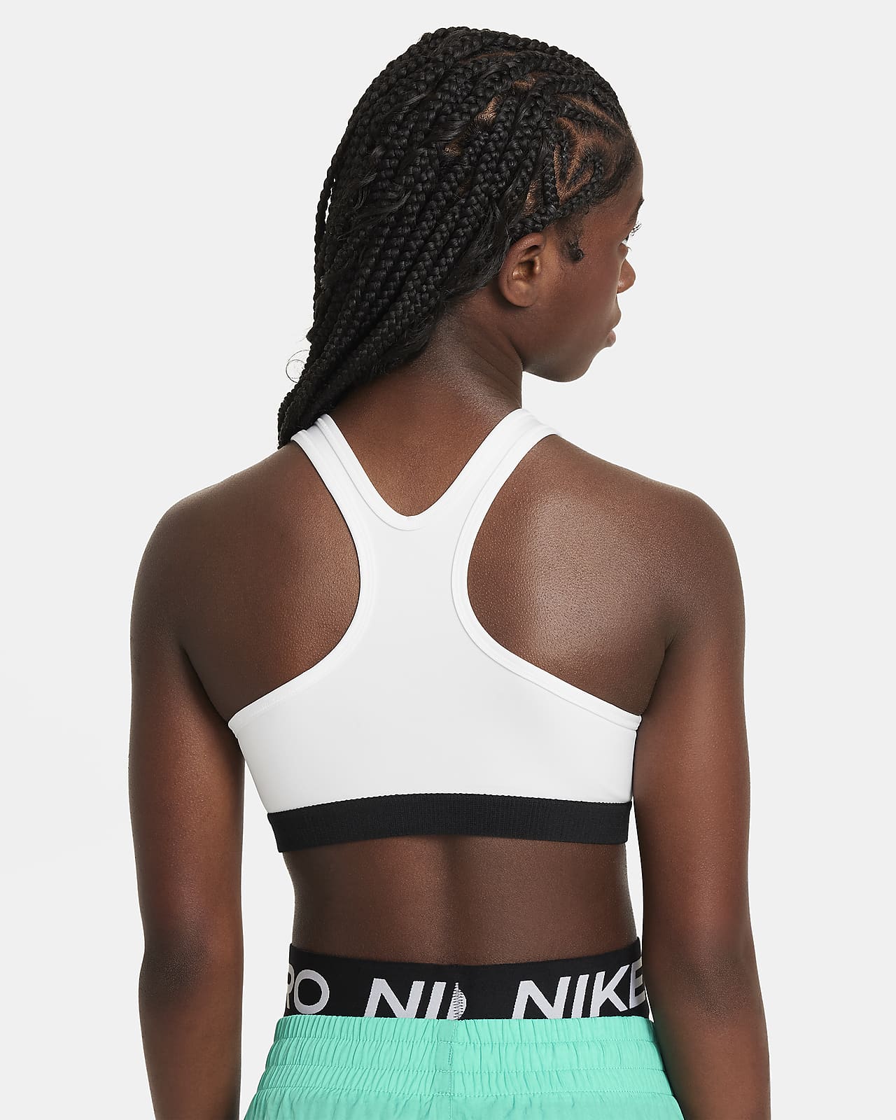 Nike Swoosh Girls' Black White Sports Bra 