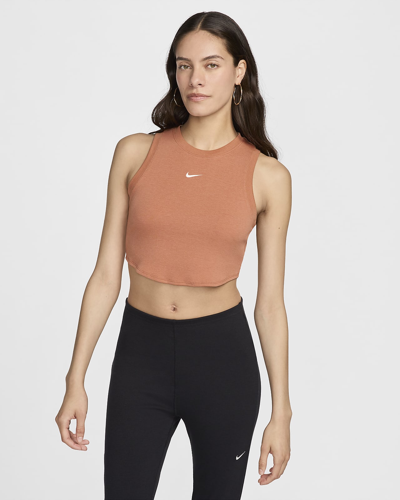 Nike Sportswear Chill Knit Dar Crop Mini Fitilli Kadın Atleti