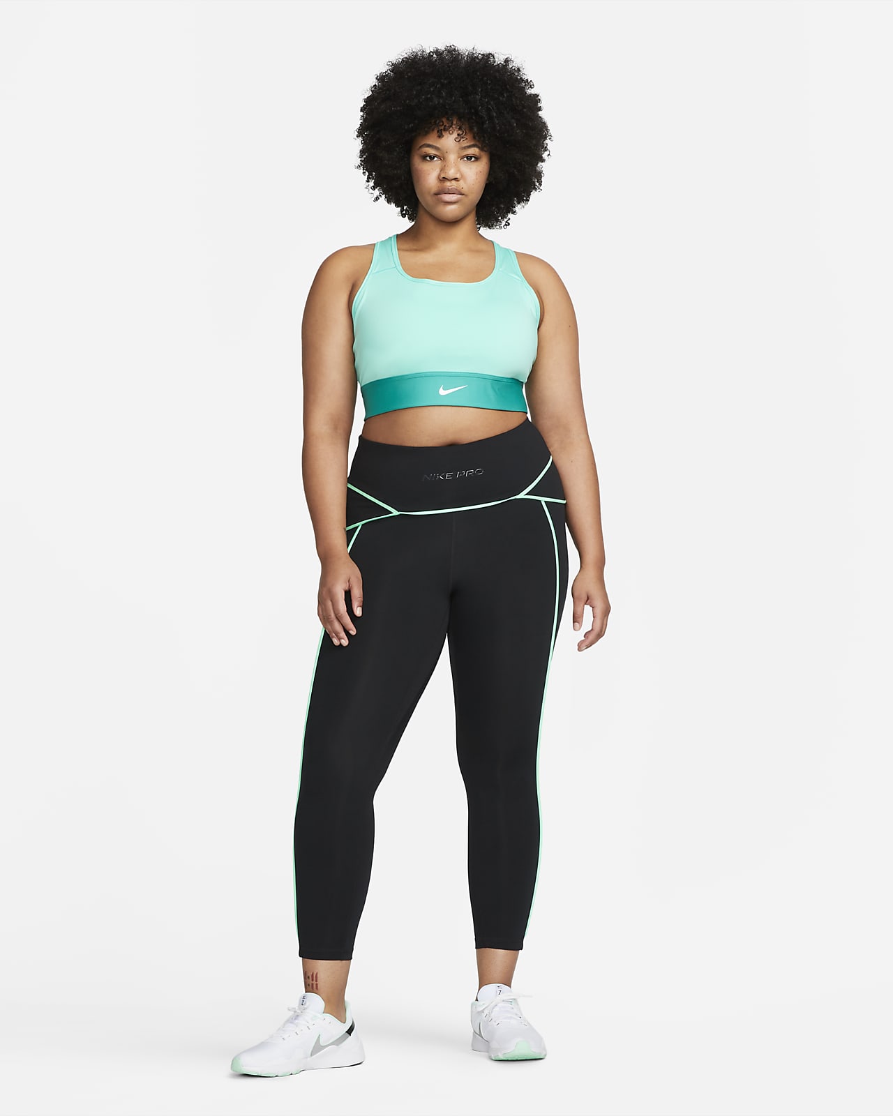 Nike Women's One Dri-Fit Colorblock 7/8 Leggings Mid-Rise Plus