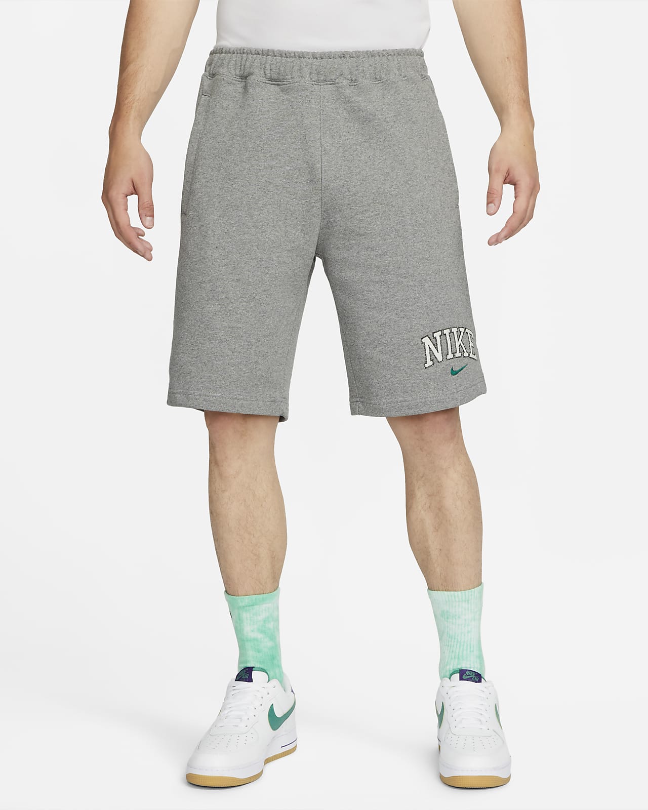 grey sweatpant shorts nike