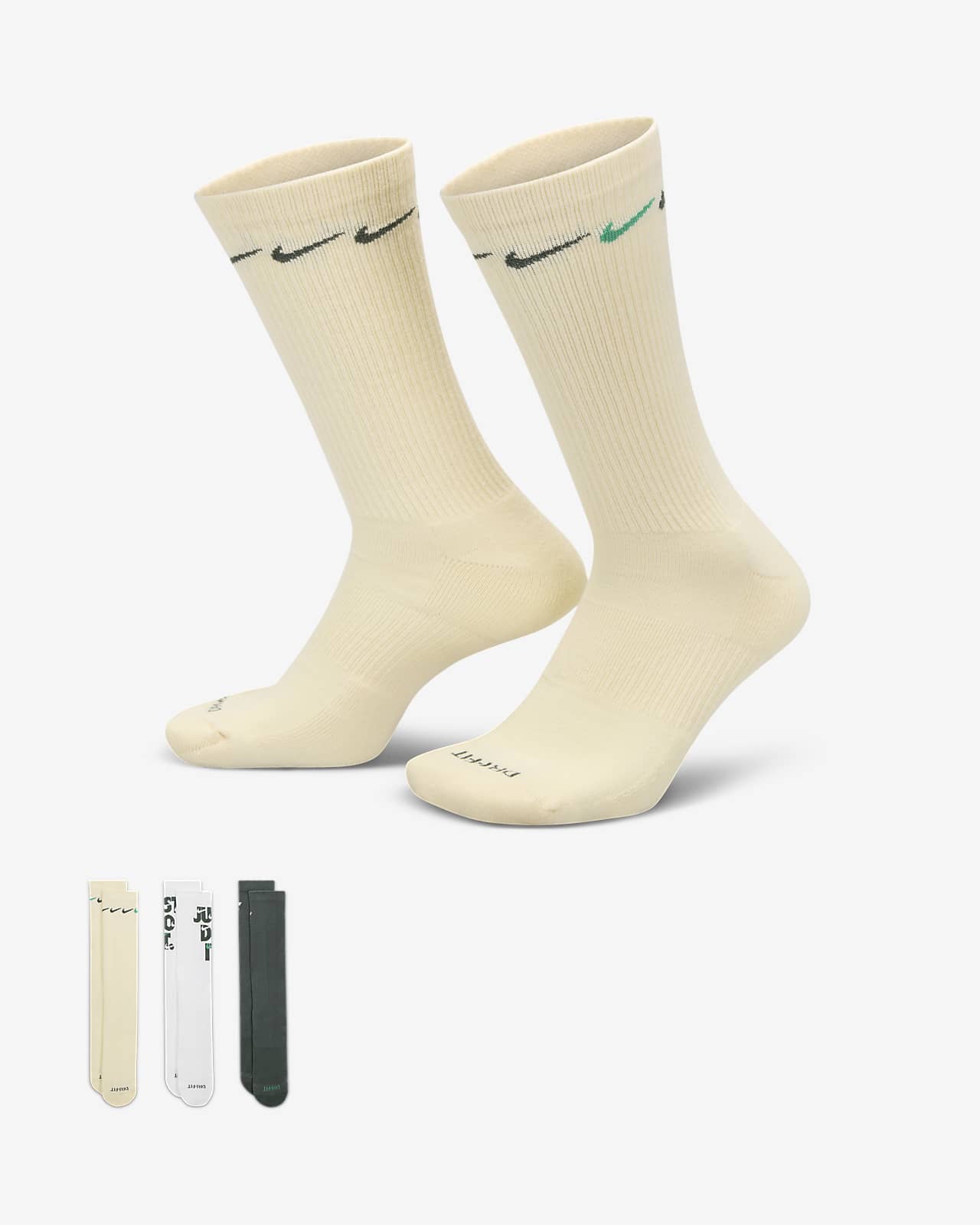 CHAUSSETTES Nike Sportswear Everyday Essential Crew Socks 3 Pairs, Noir,  Mixte