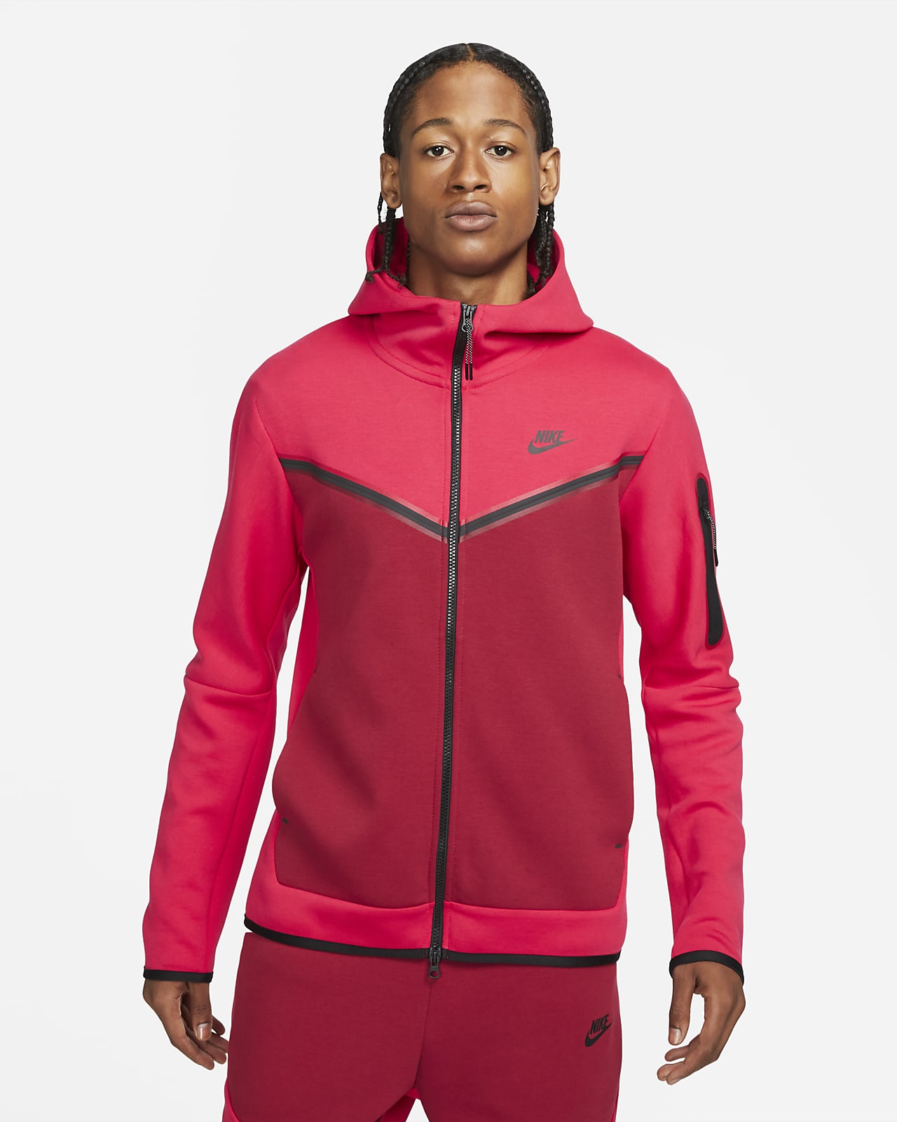 nike full zip hoodie red