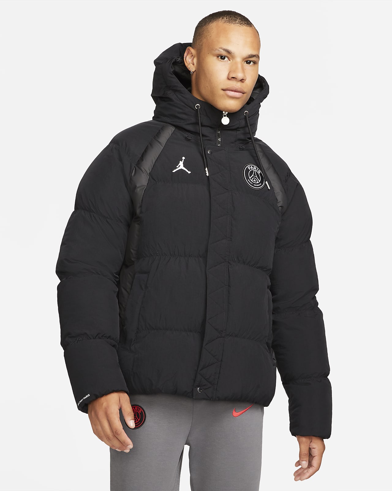 nike padded jacket grey