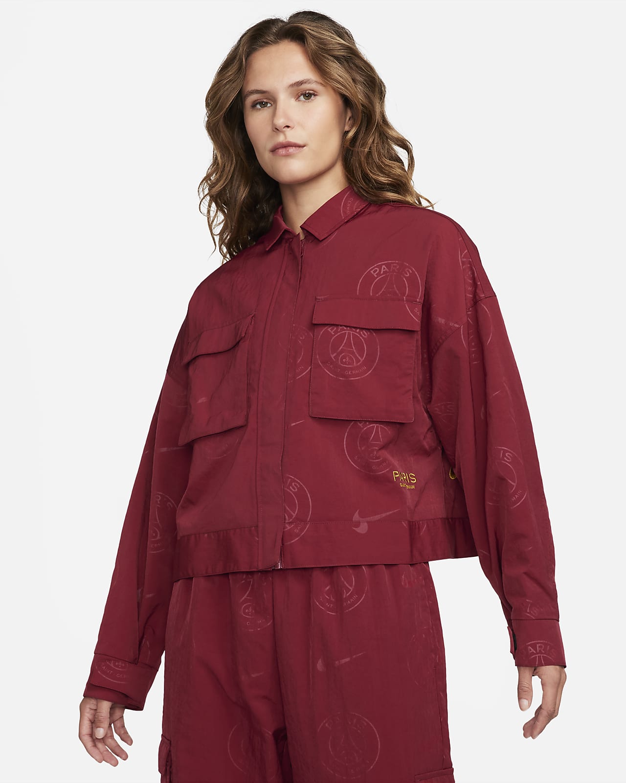 Paris Saint-Germain Essential Nike Dokuma Grafikli Kadın Ceketi