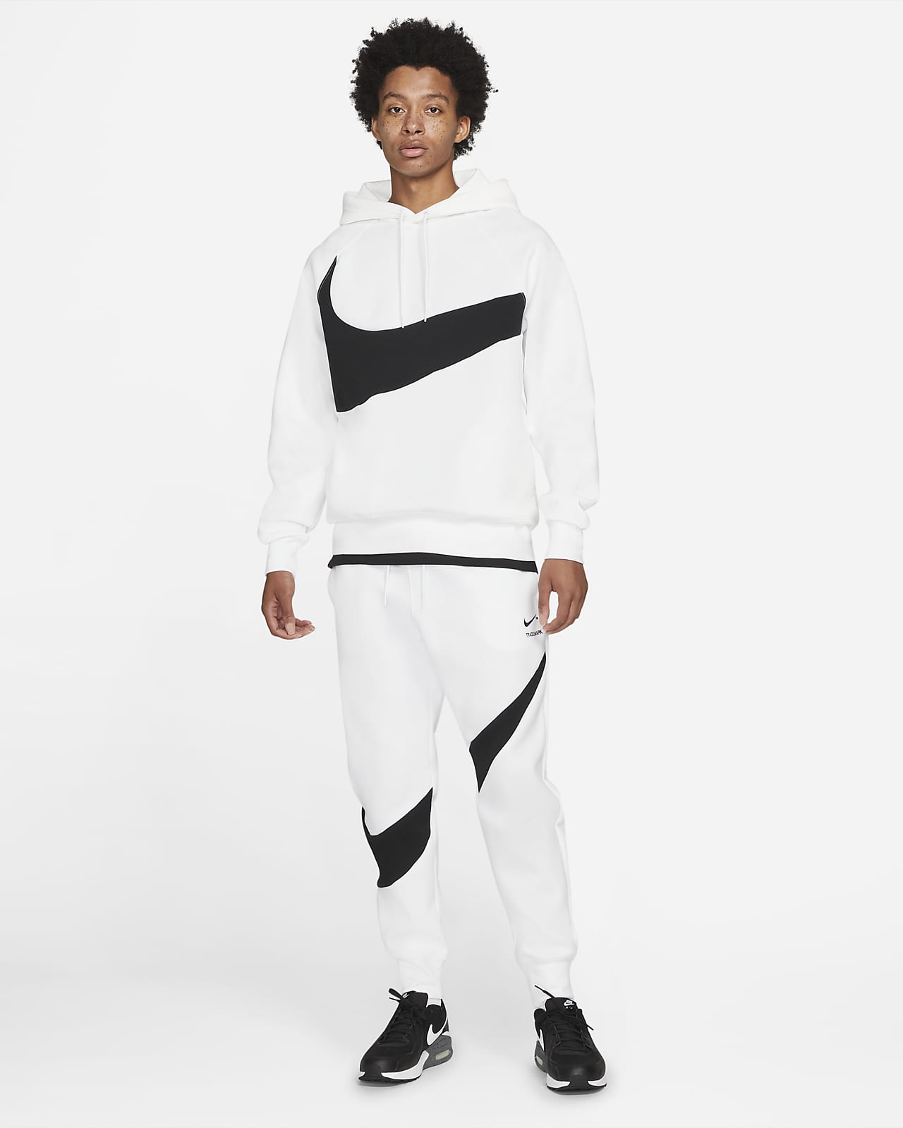 Nike Men's Sportswear Swoosh Tech Fleece Pants White/Black, 55% OFF