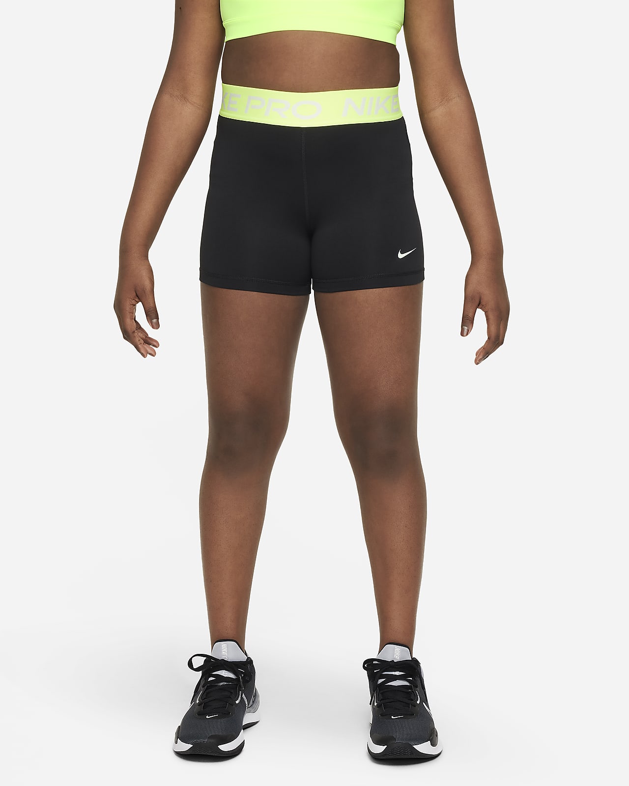 Nike girls Running Shorts 4 Little Kids One Size Black/White