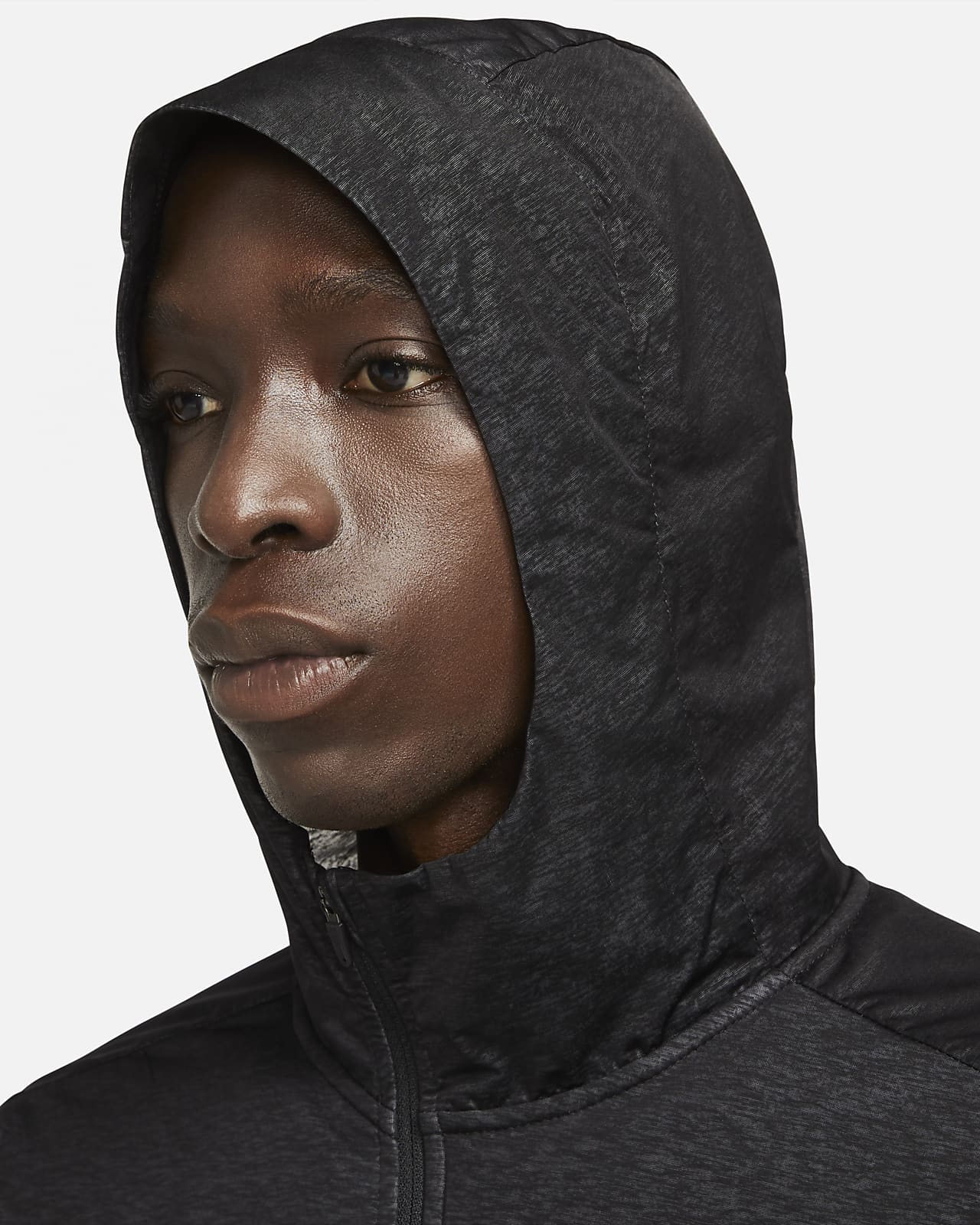 nike running jacket with printed panels in black