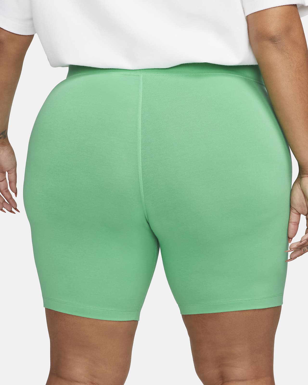 Plus Size Basic Biker Shorts - Army Green