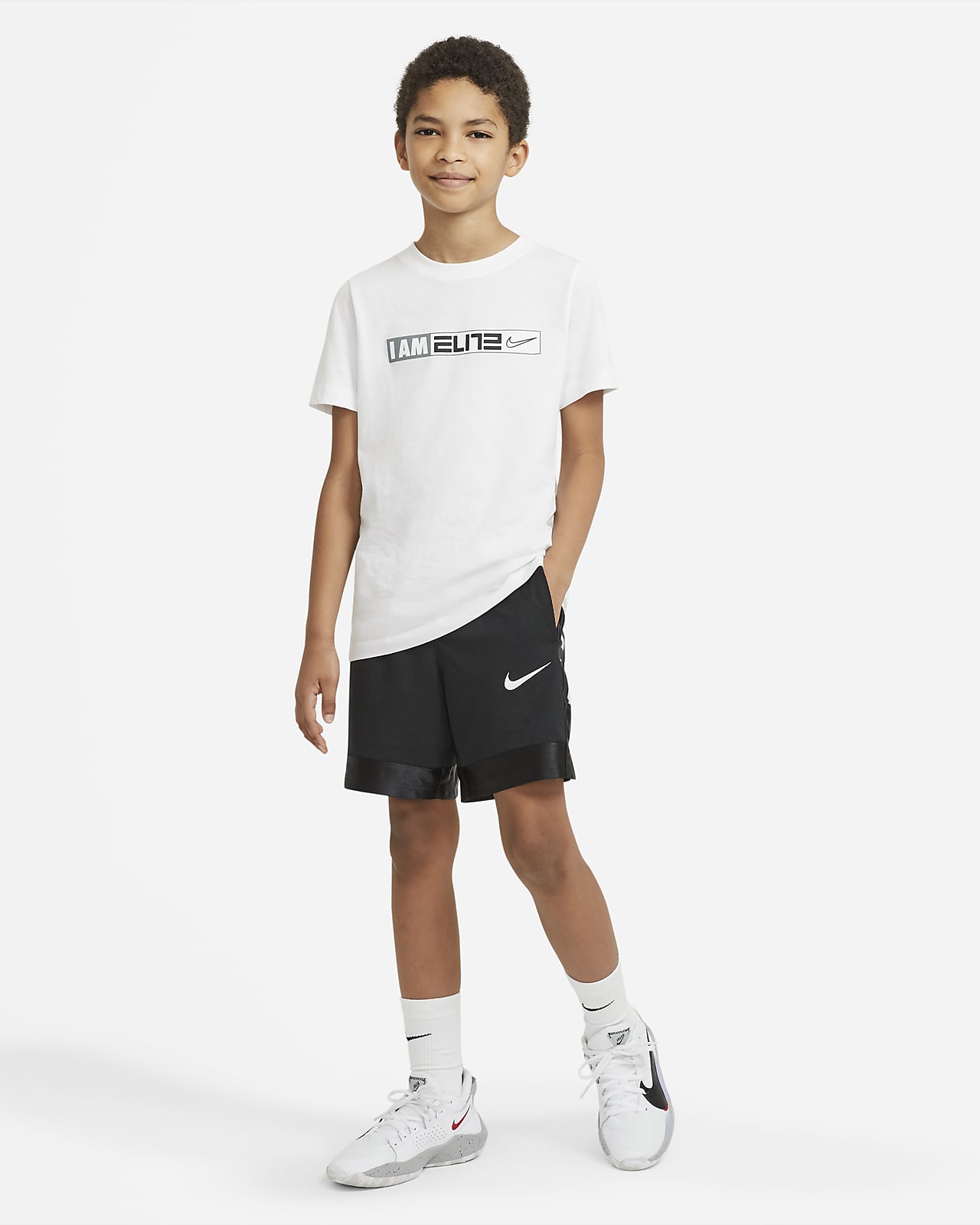 Nike Dri-Fit Elite Basketball Shorts - Boys' L Black/White