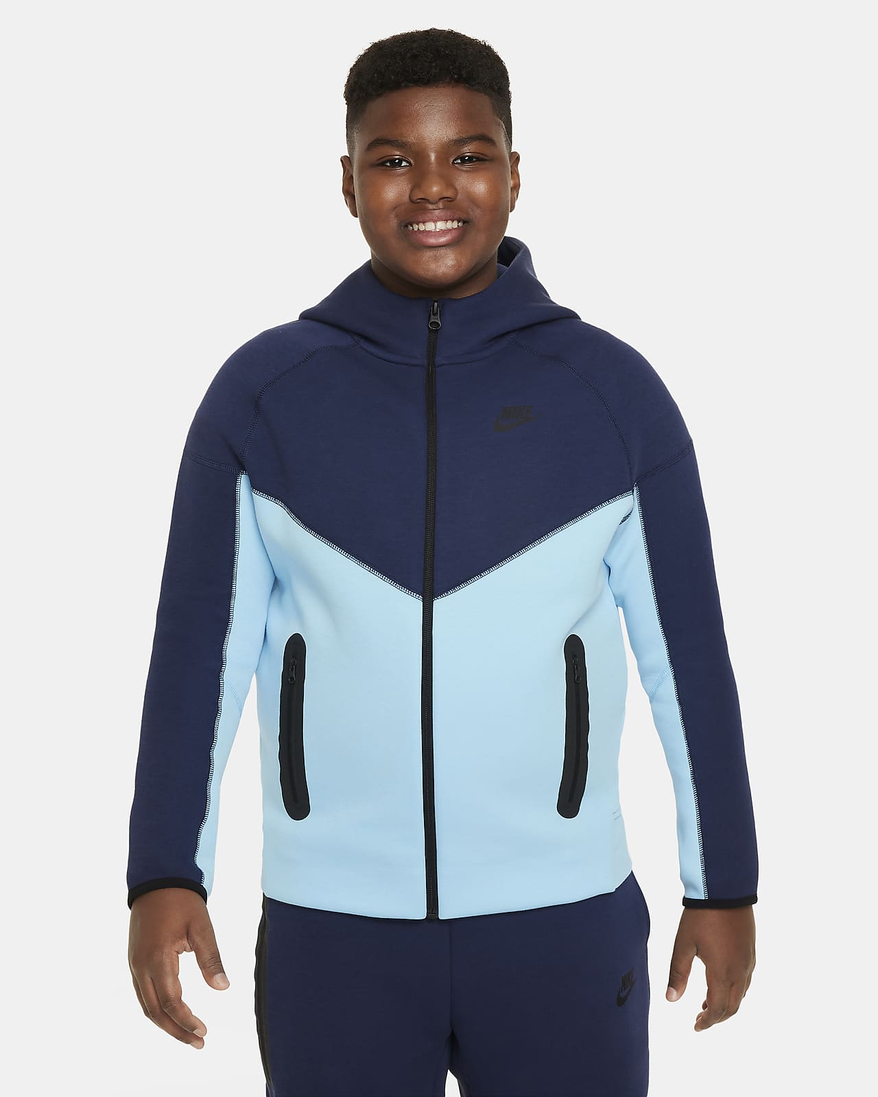 Sweat à capuche à zip Nike Sportswear Tech Fleece pour Homme - Bleu