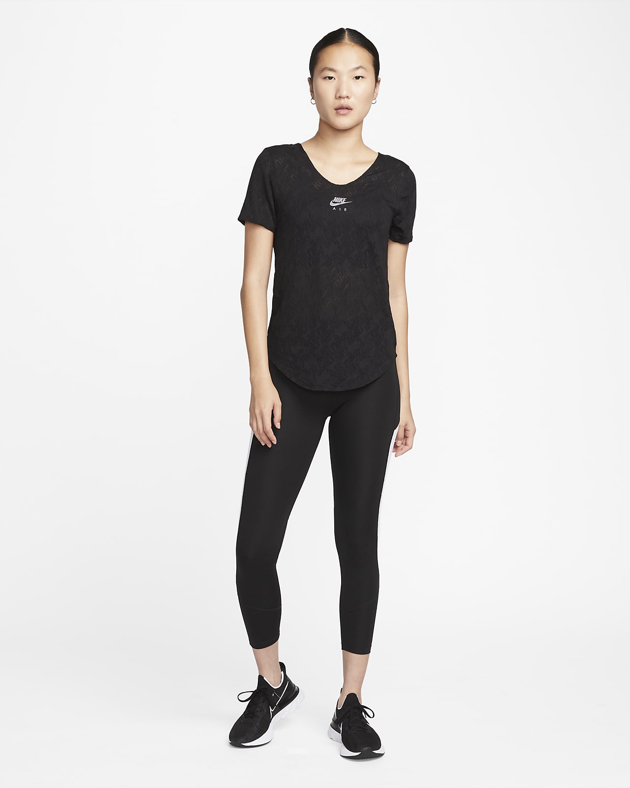 Buy Nike women sportswear fir short sleeve plain yoga top black