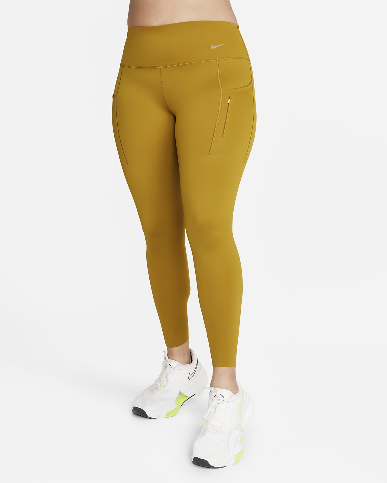 Go-7/8-leggings højt støtteniveau, mellemhøj talje og lommer Nike DK
