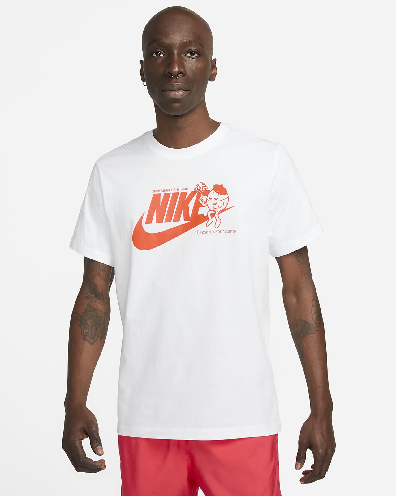 T-Shirt Nike Sportswear 100% Coton pour Homme - AR5004-549 - Bleu Marine &  Blanc