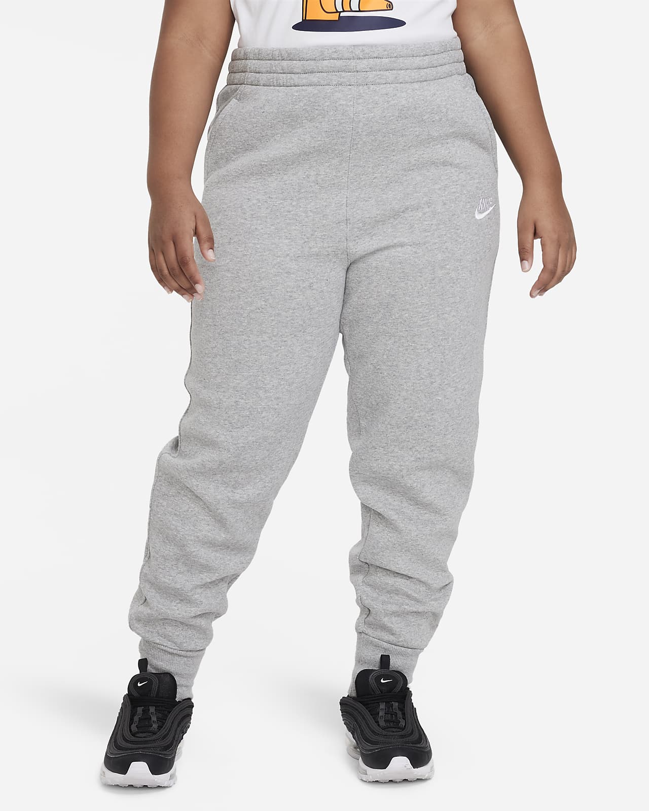 Faconsyede Sportswear Club Fleece-bukser (udvidet størrelse ) med høj talje til større Nike DK