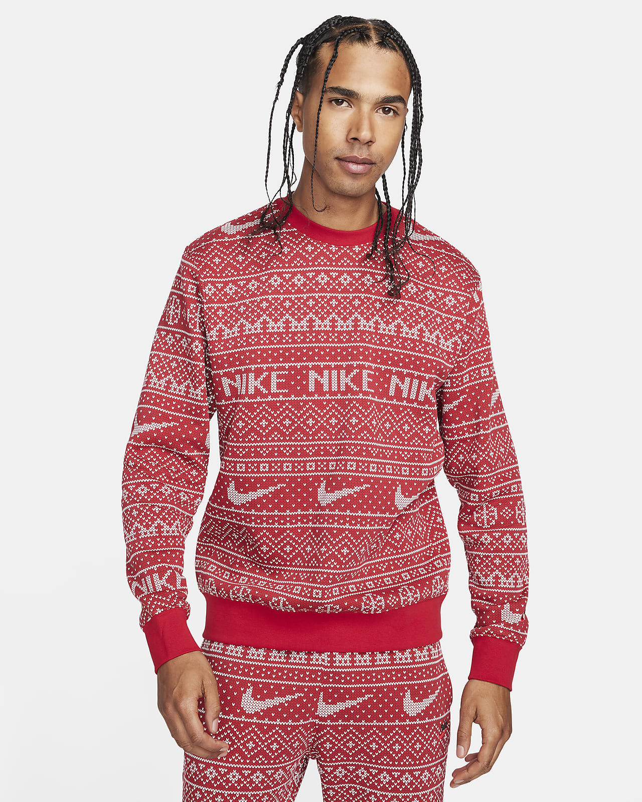 Nike Sportswear Club Fleece Men's Crew-Neck Holiday Sweatshirt.
